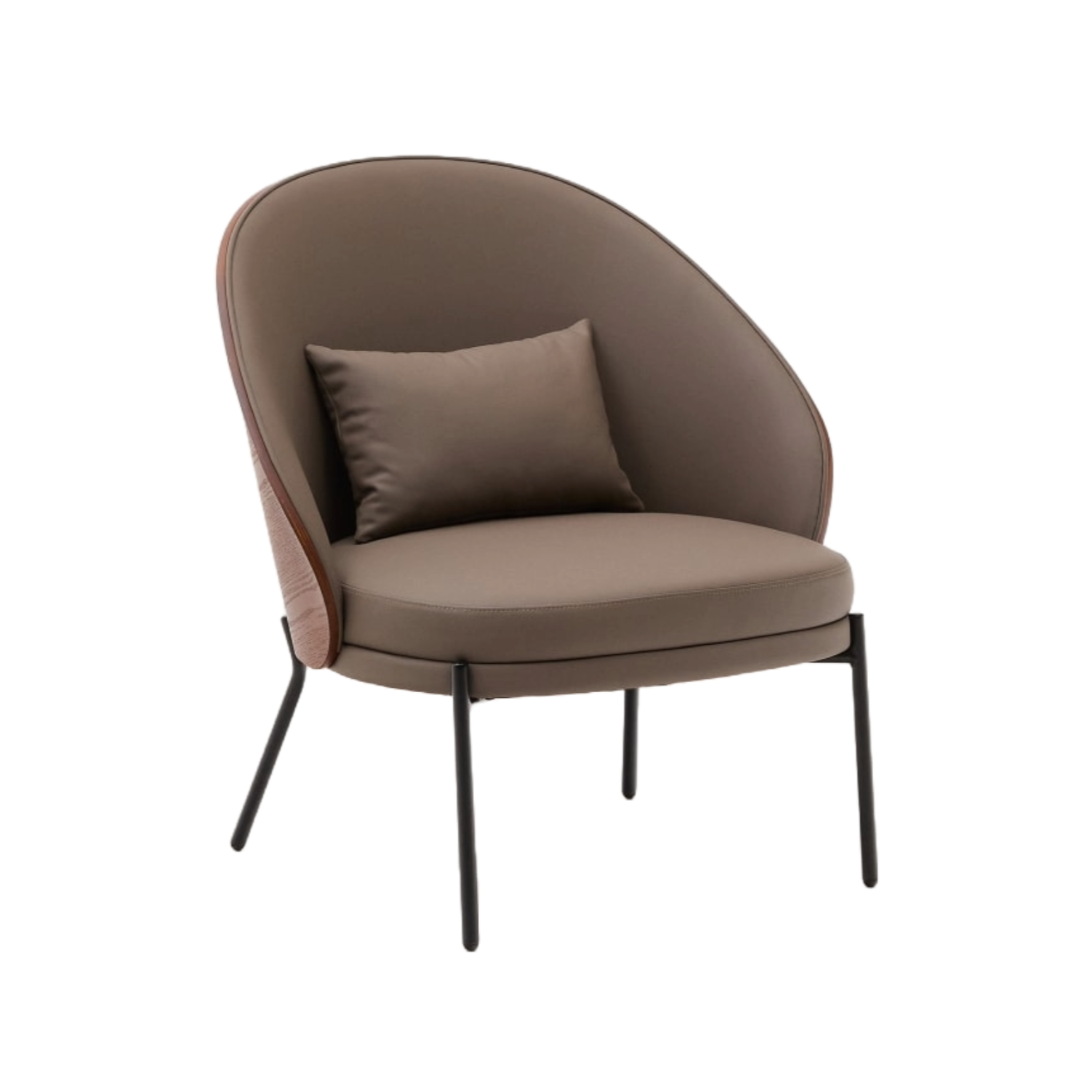 Eama armchair brown eco -leather with a nut finish