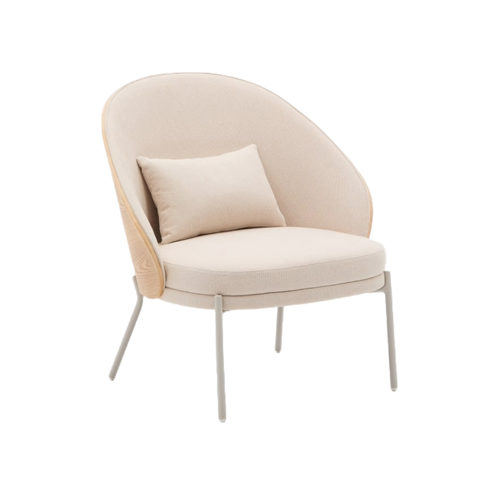 Eama beige szenil armchair with ash finish