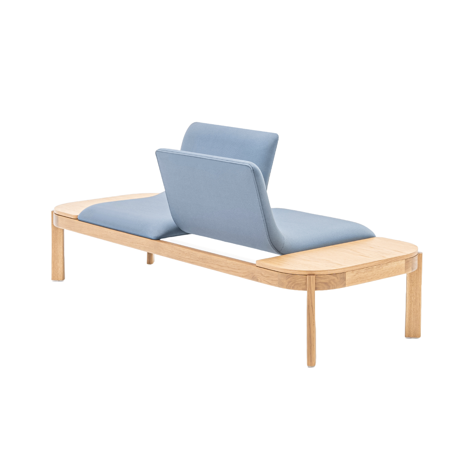 Upholstered bench with ramps of the wooden base