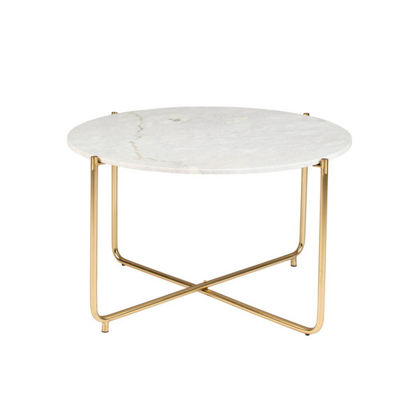 Timpa coffee table white marble with a golden base