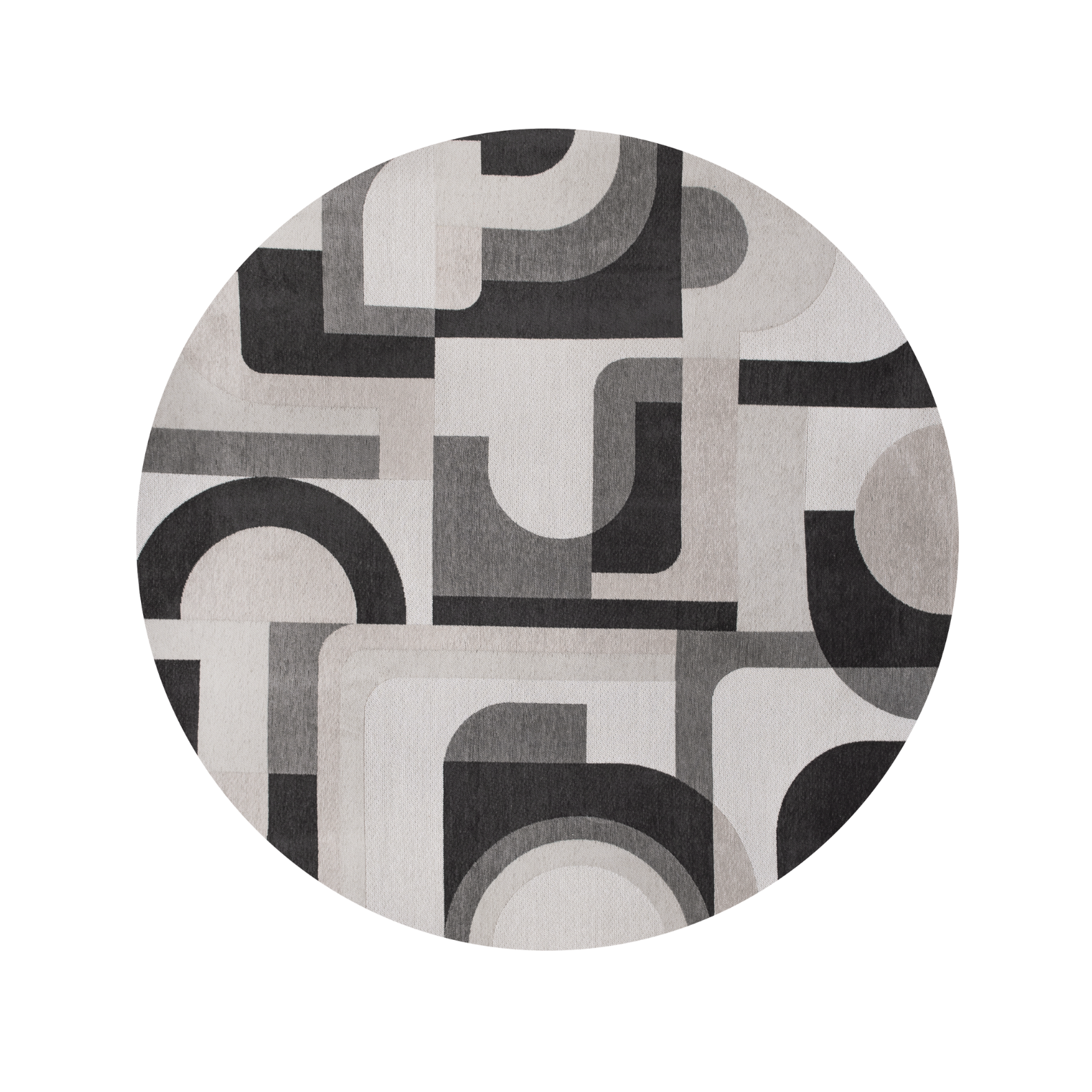 Round rug Saxon Beige gray-black module