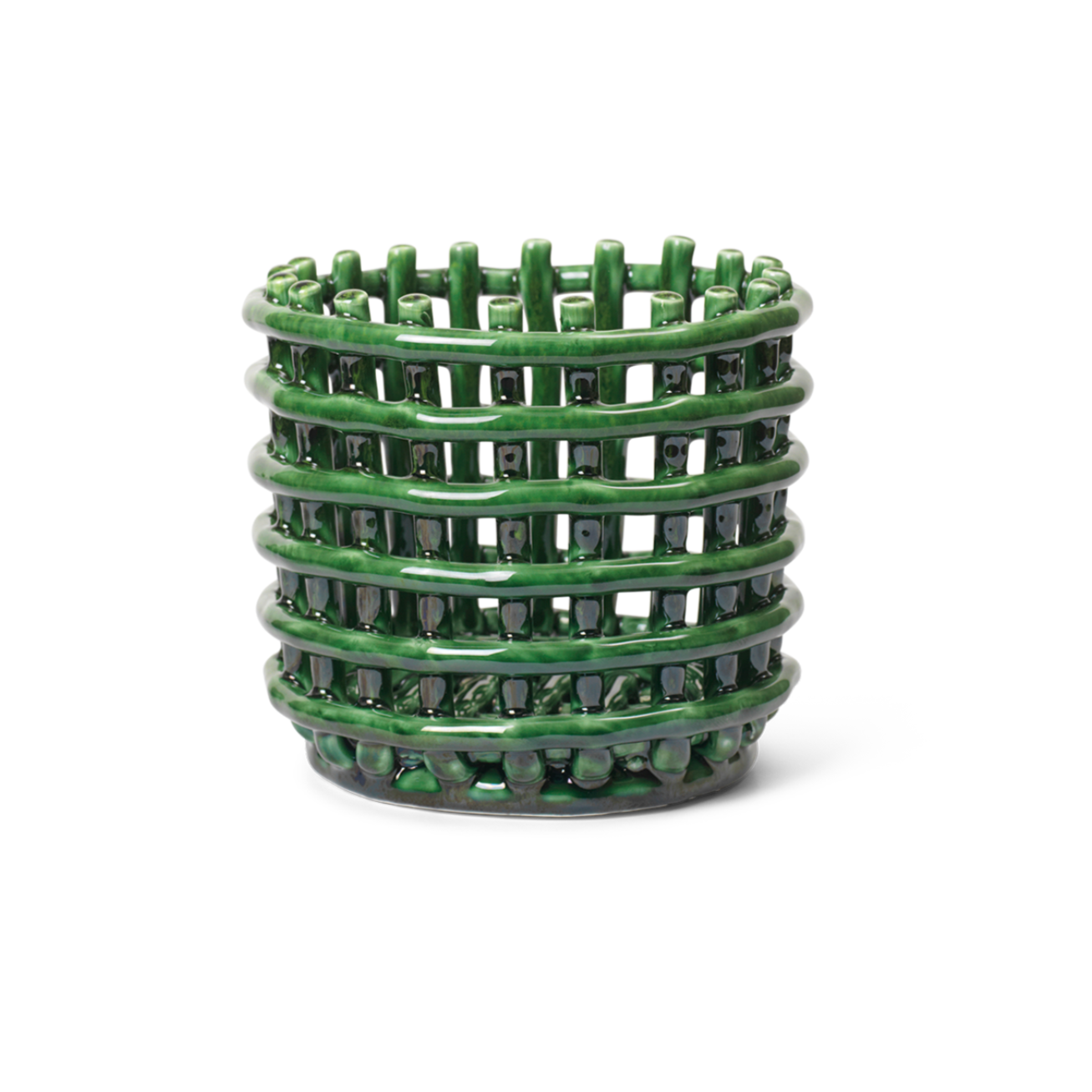 Ceramic basket Basket green