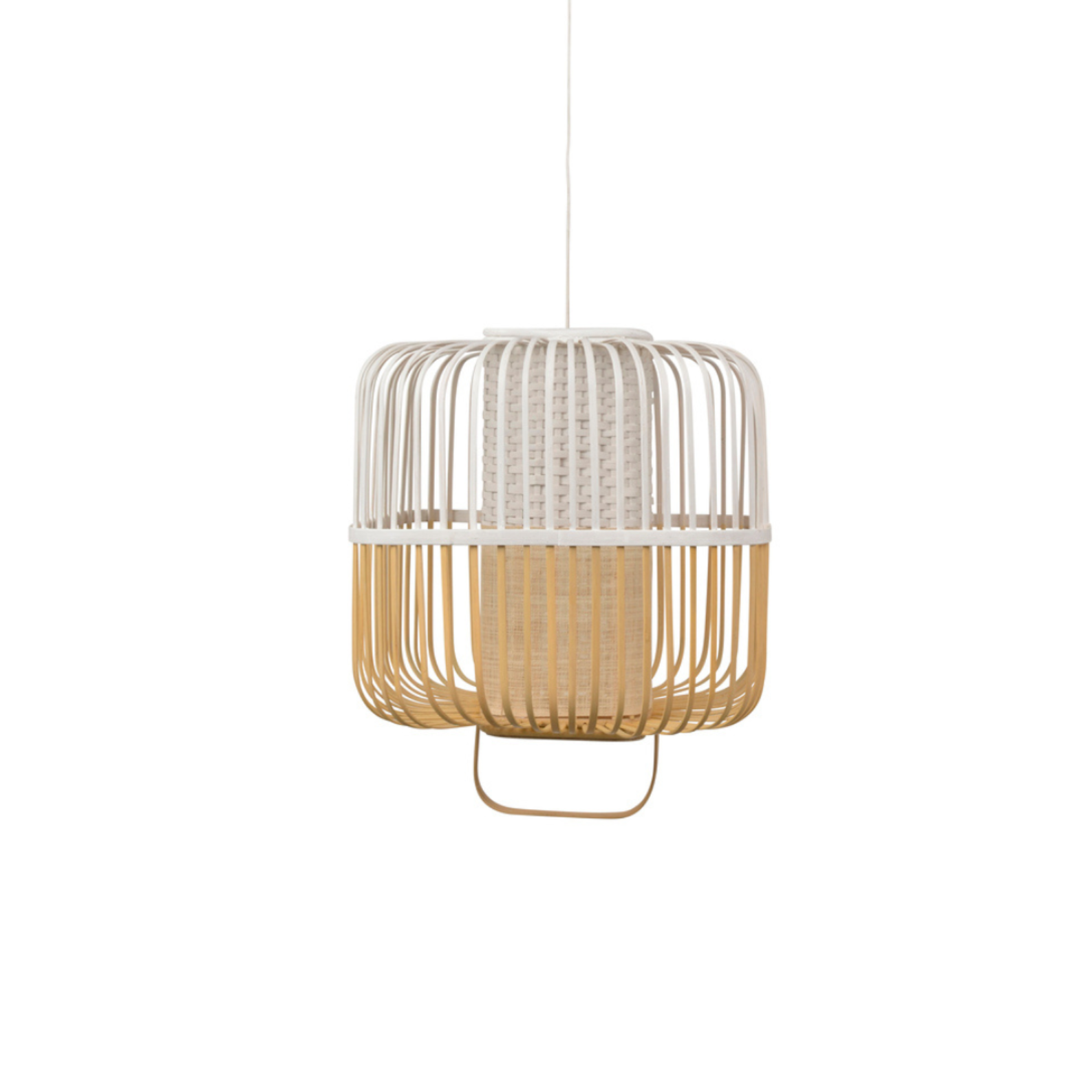 Square hanging lamp bamboo white