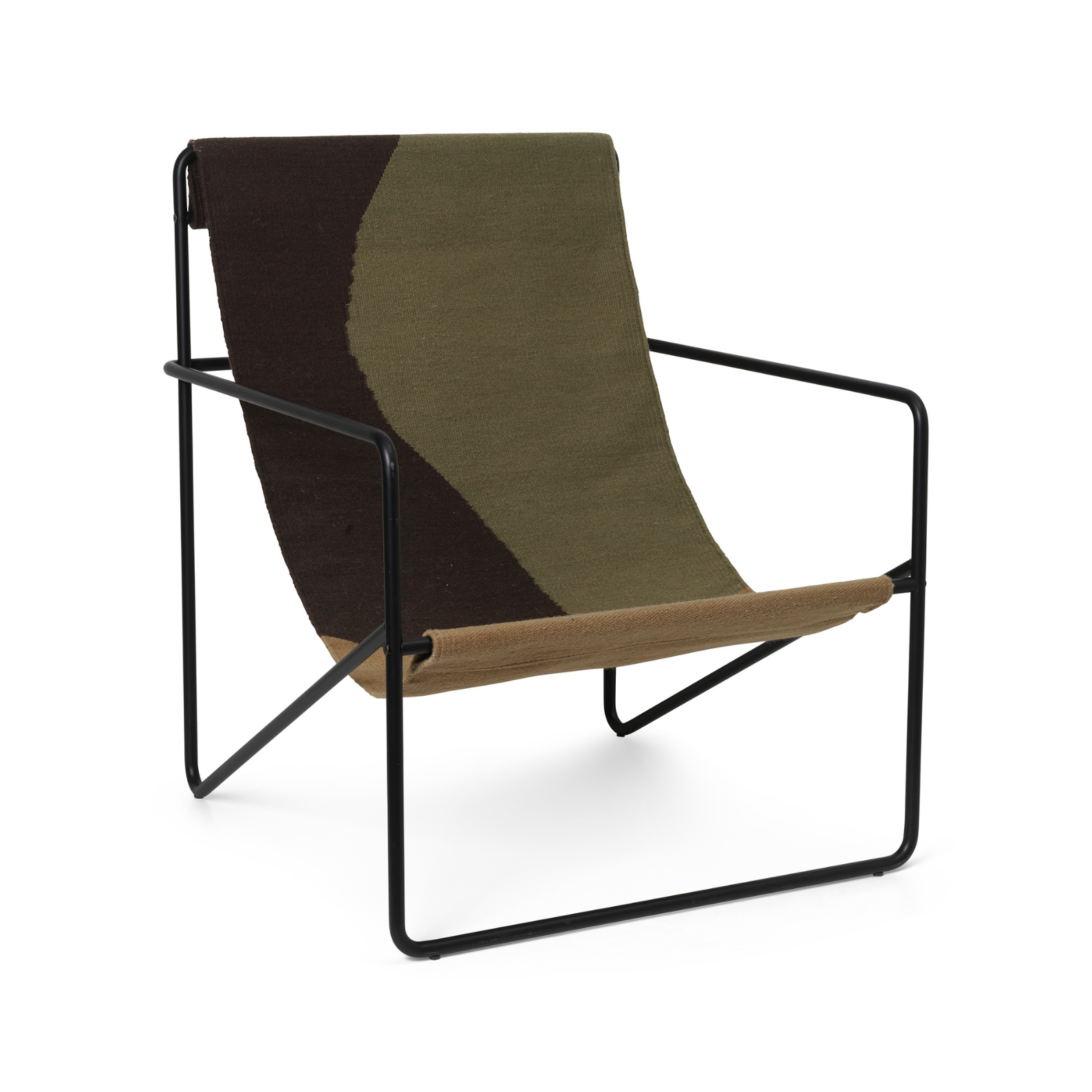 Desert olive-brown garden armchair with a black base