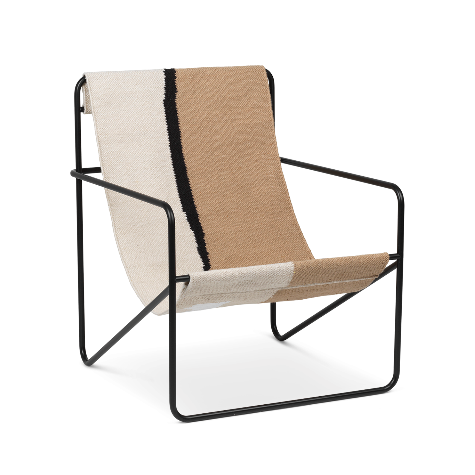 Desert cream-beige garden armchair with a black base