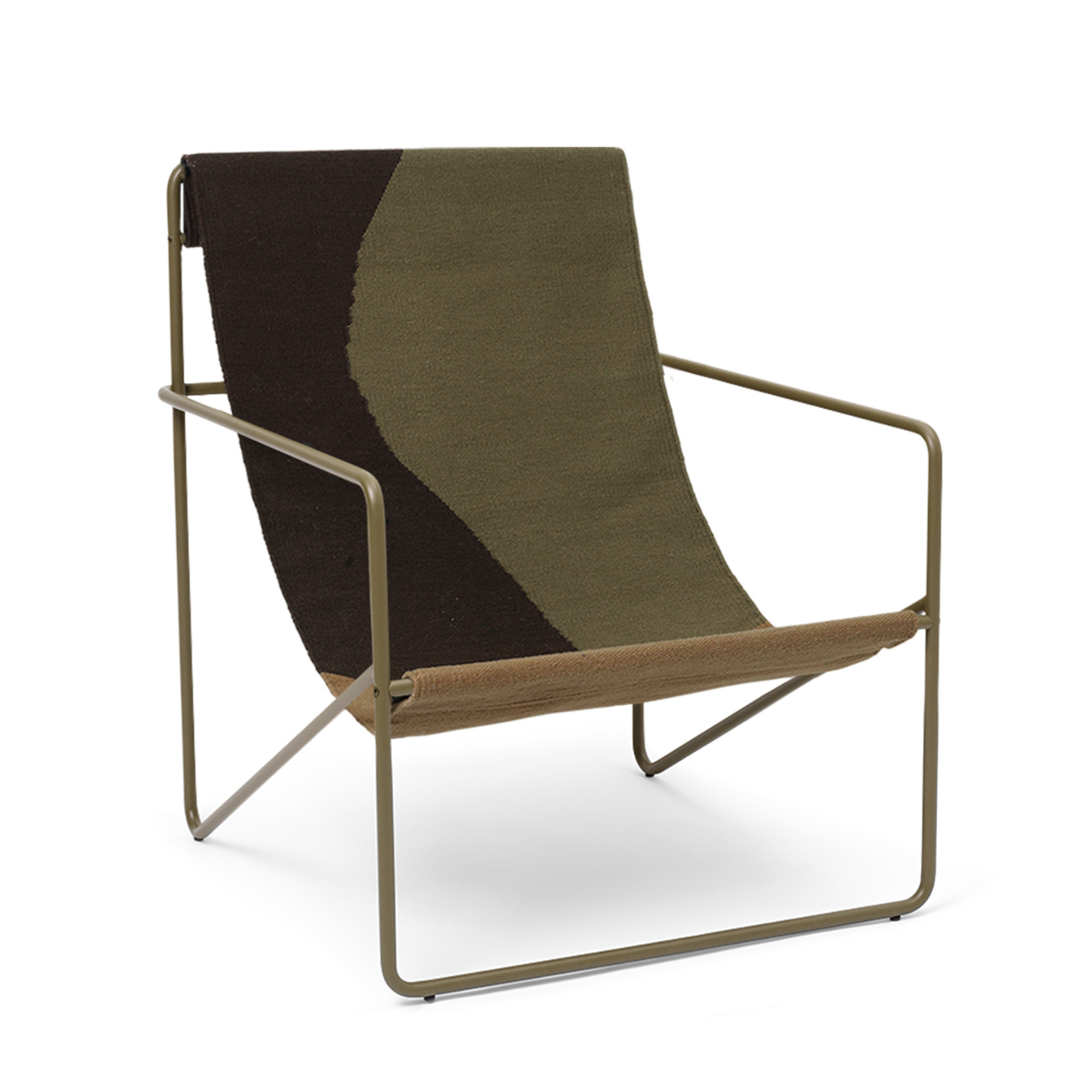 Desert olive-brown garden armchair with olive base