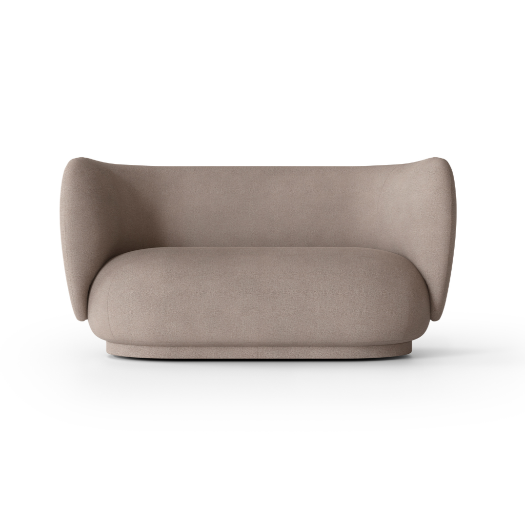 Rico brushed 2-seater sofa warm gray