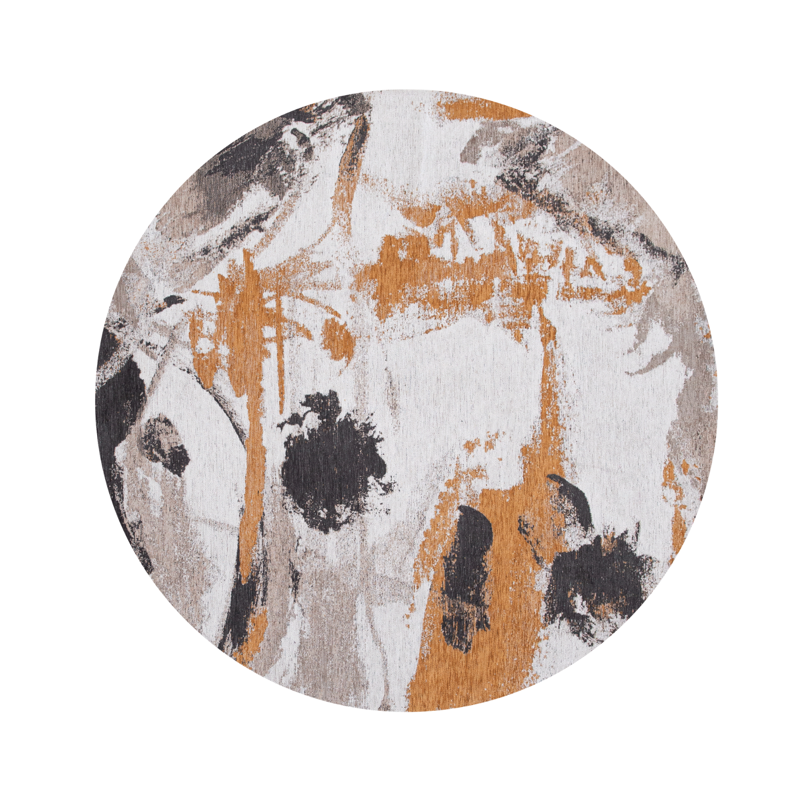 Round rug fresque middle of honey-gray