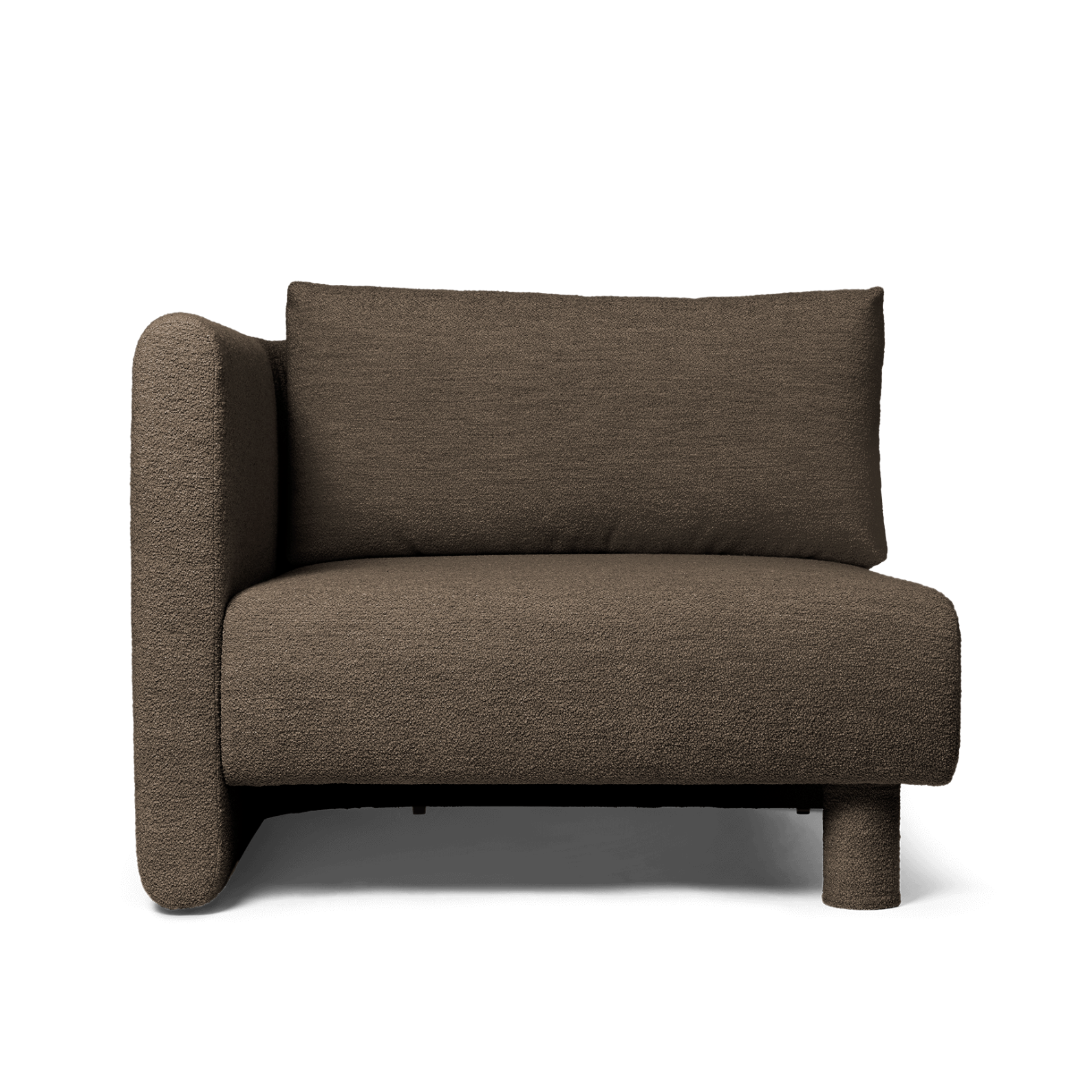 Dase modulares Sofa - links - handhandelte weiche Bouclé dunkelbraun