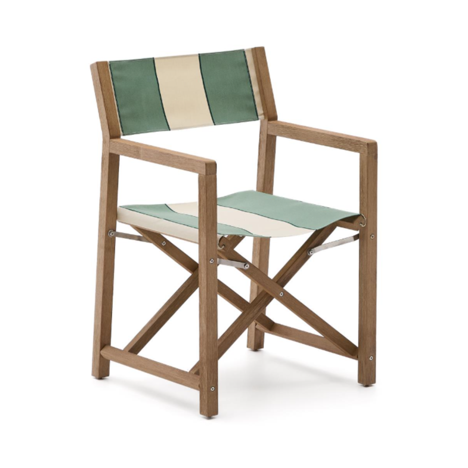 Eternal folding chair Vilara green and beige with acacia base [Julia] [Amelia SPR]