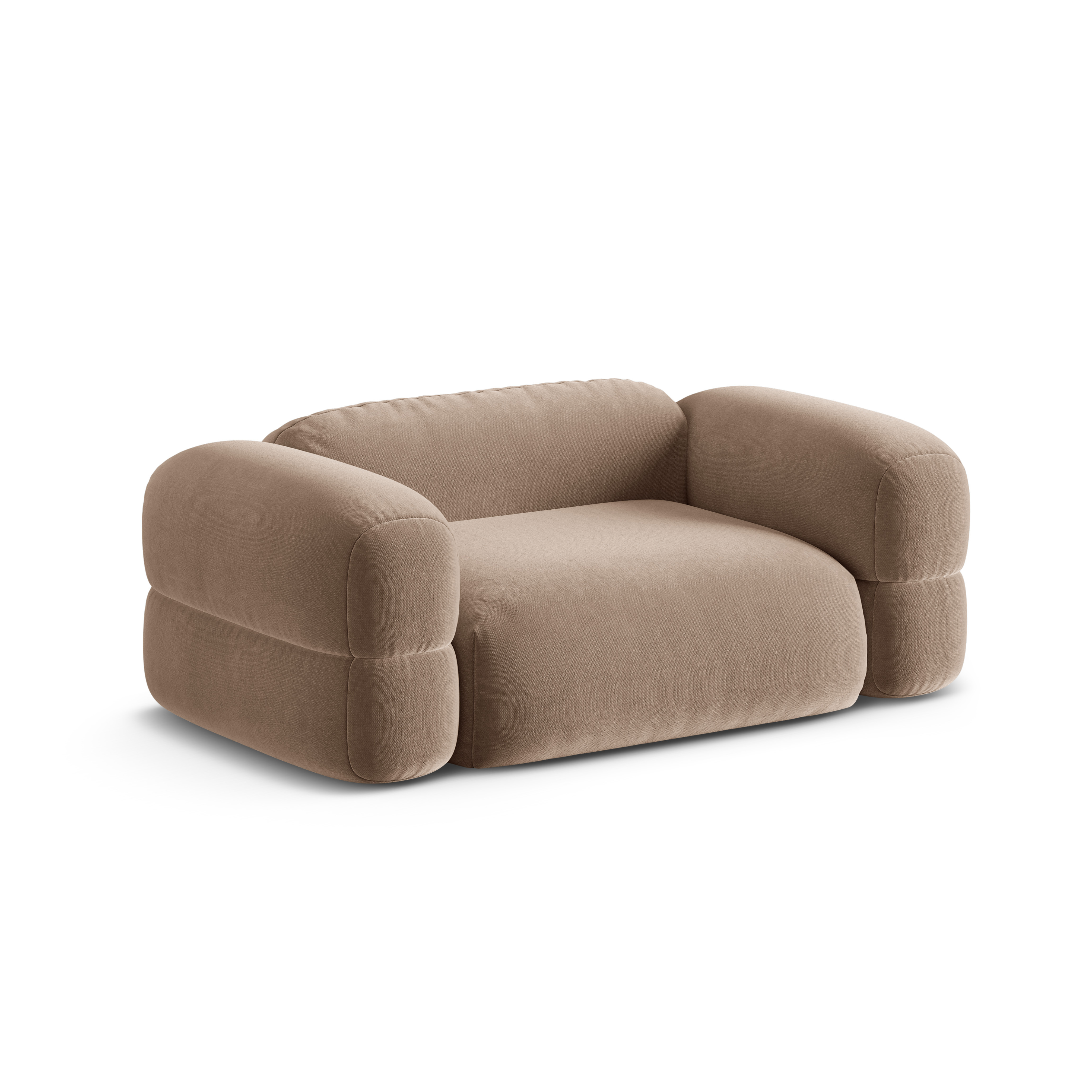 Sofa aksamitna 2-osobowa ROGER ciemnobeżowy