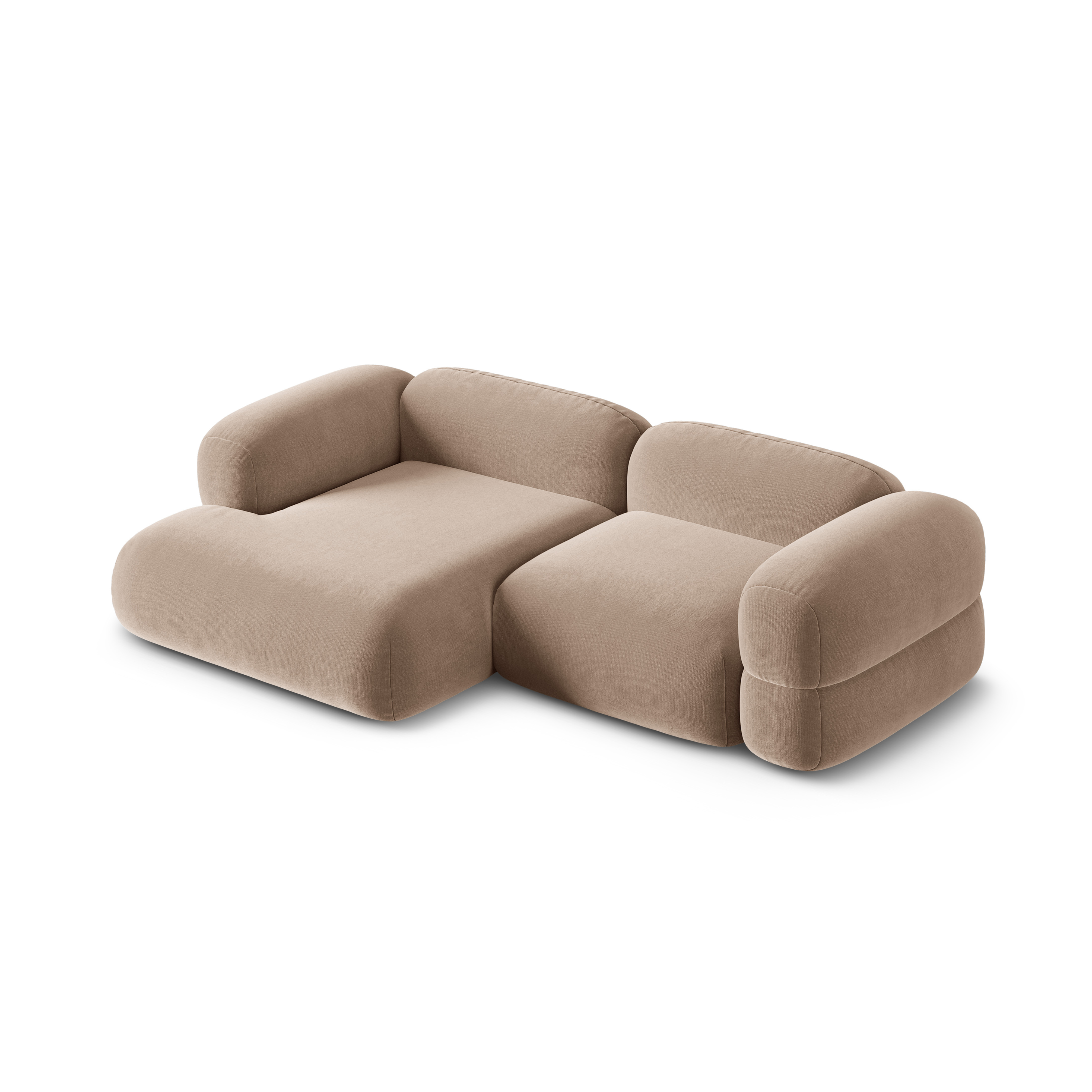 Samt-Ecksofa links ROGER dunkelbeige