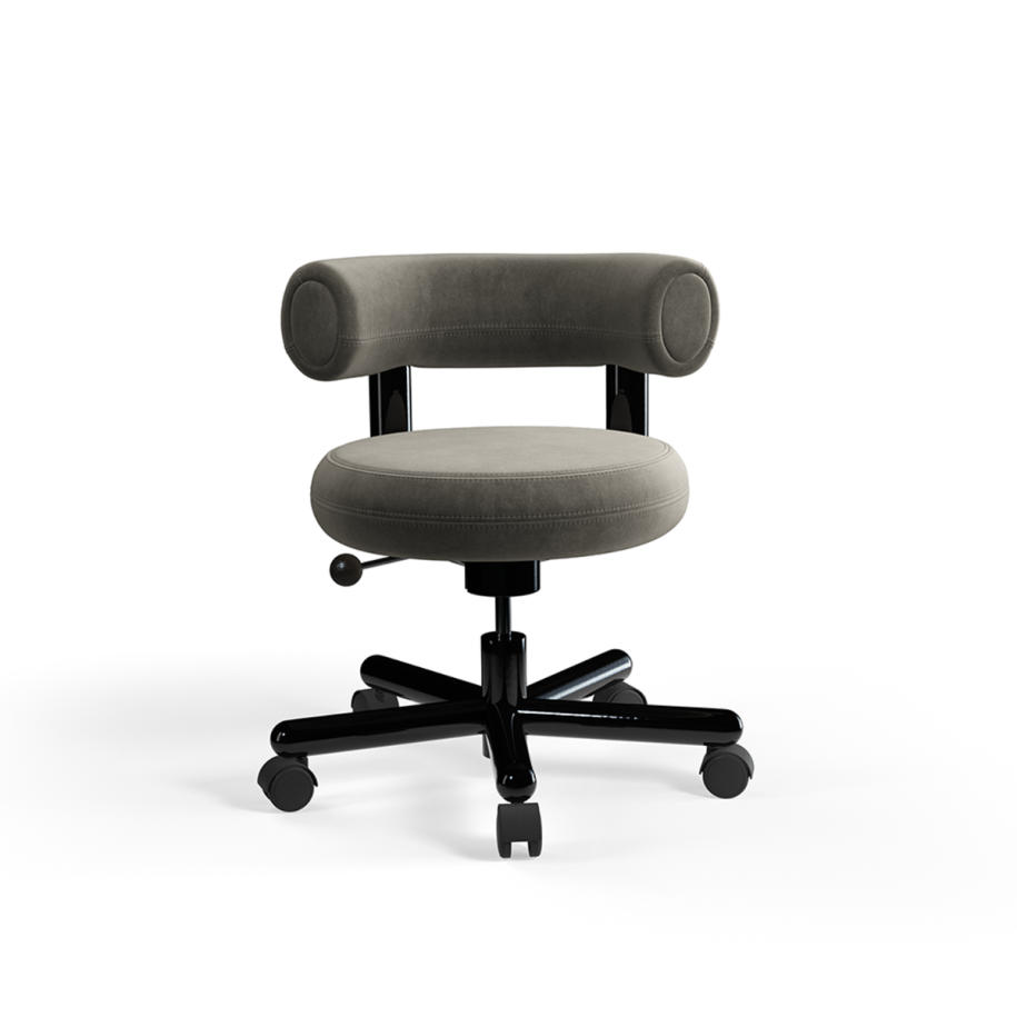 Fat upholstered office chair black base