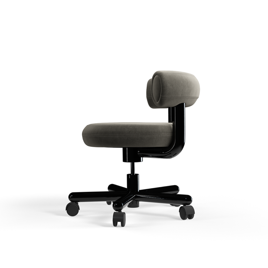 Fat upholstered office chair black base