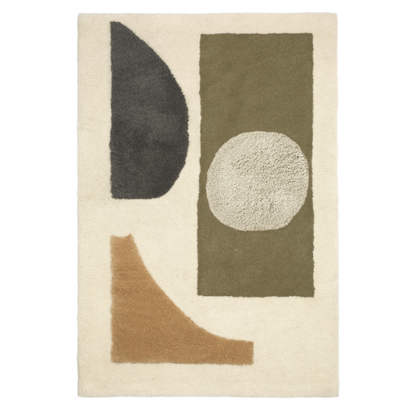 BLOCO Teppich grün mit beige 