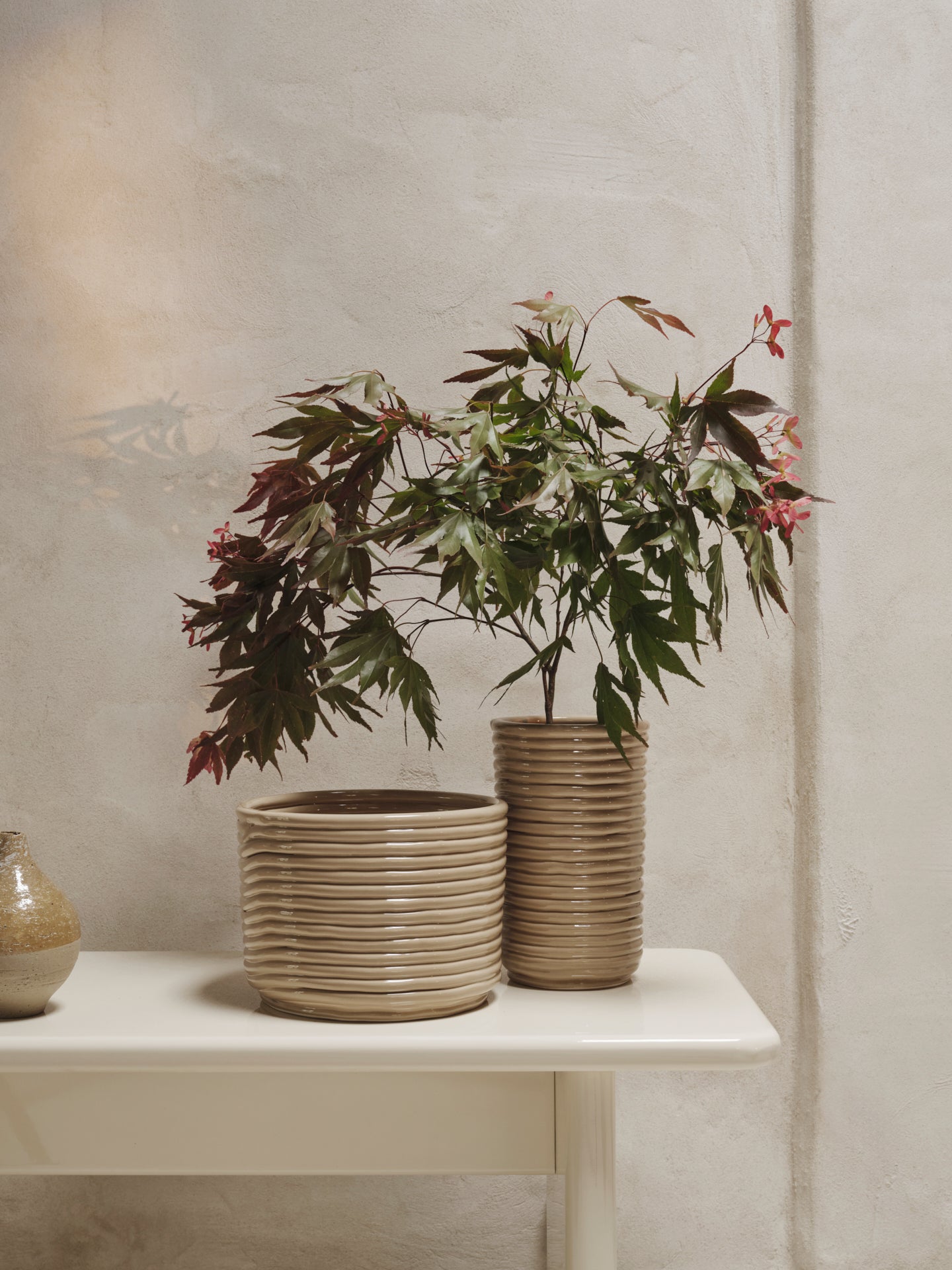 Beige corduroy vase