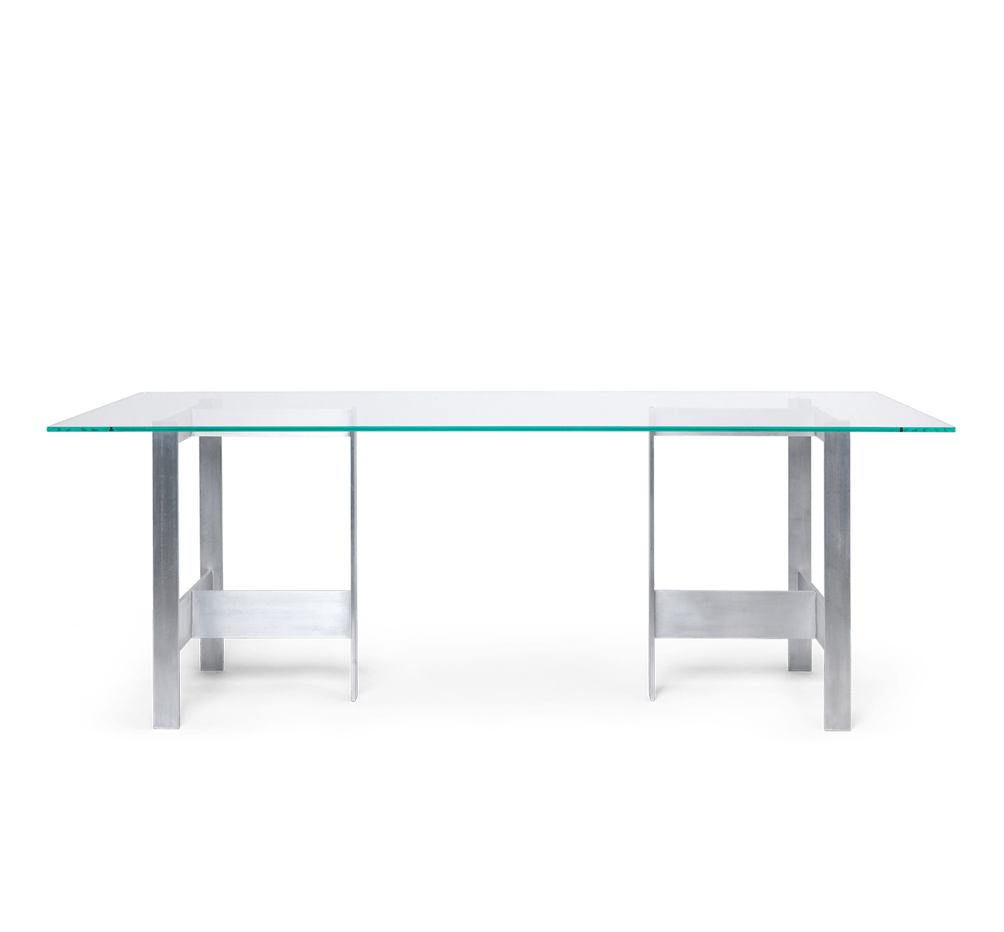 LAGER glass table with aluminum base