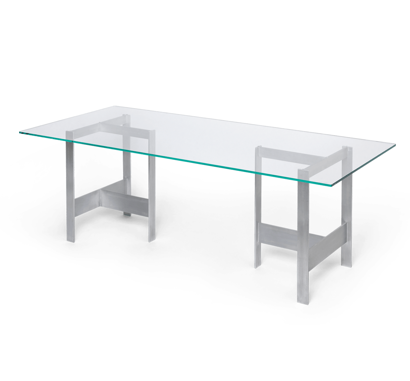 LAGER glass table with aluminum base