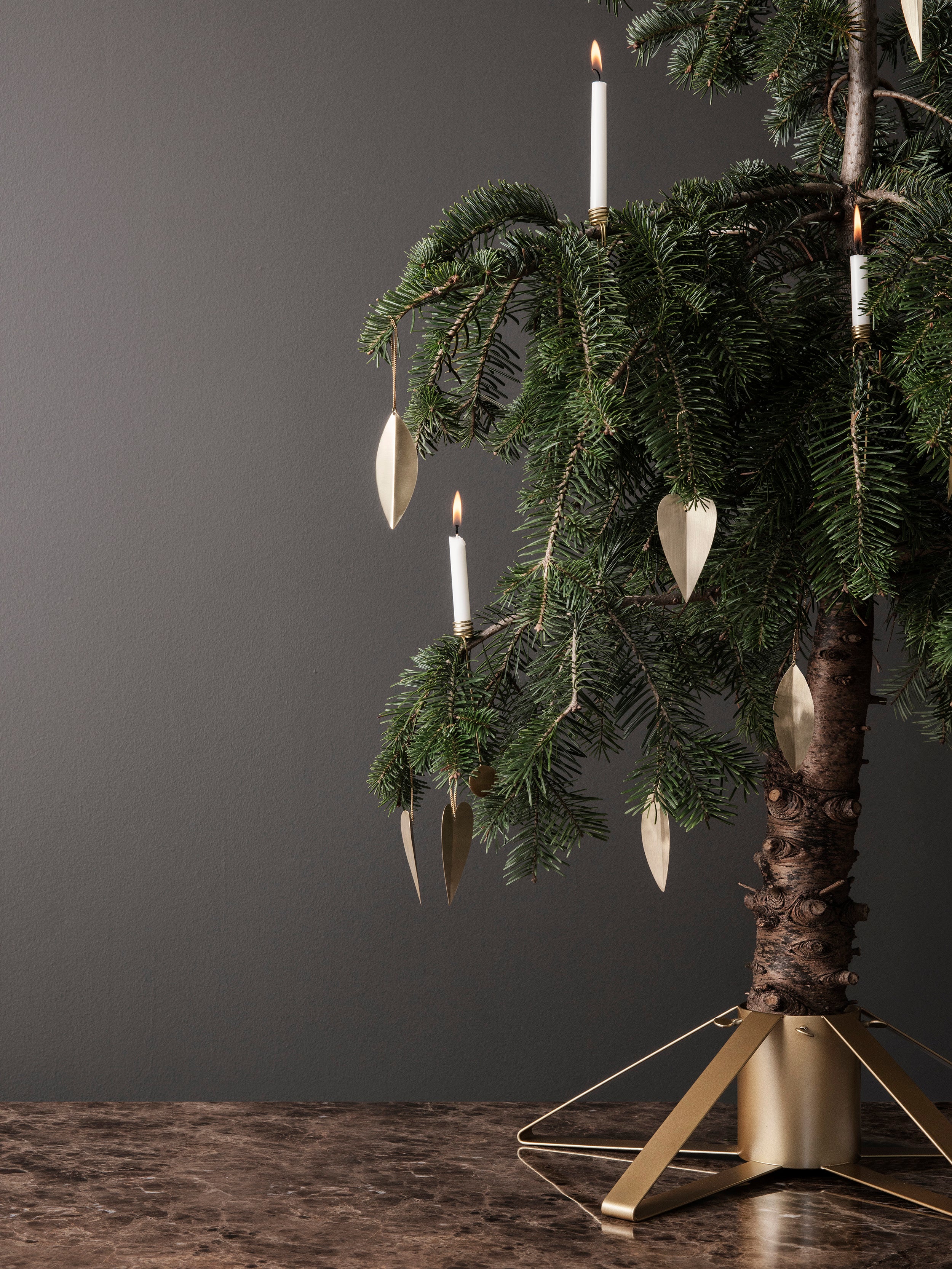 Dekorationsset für den Weihnachtsbaum HEART aus Messing