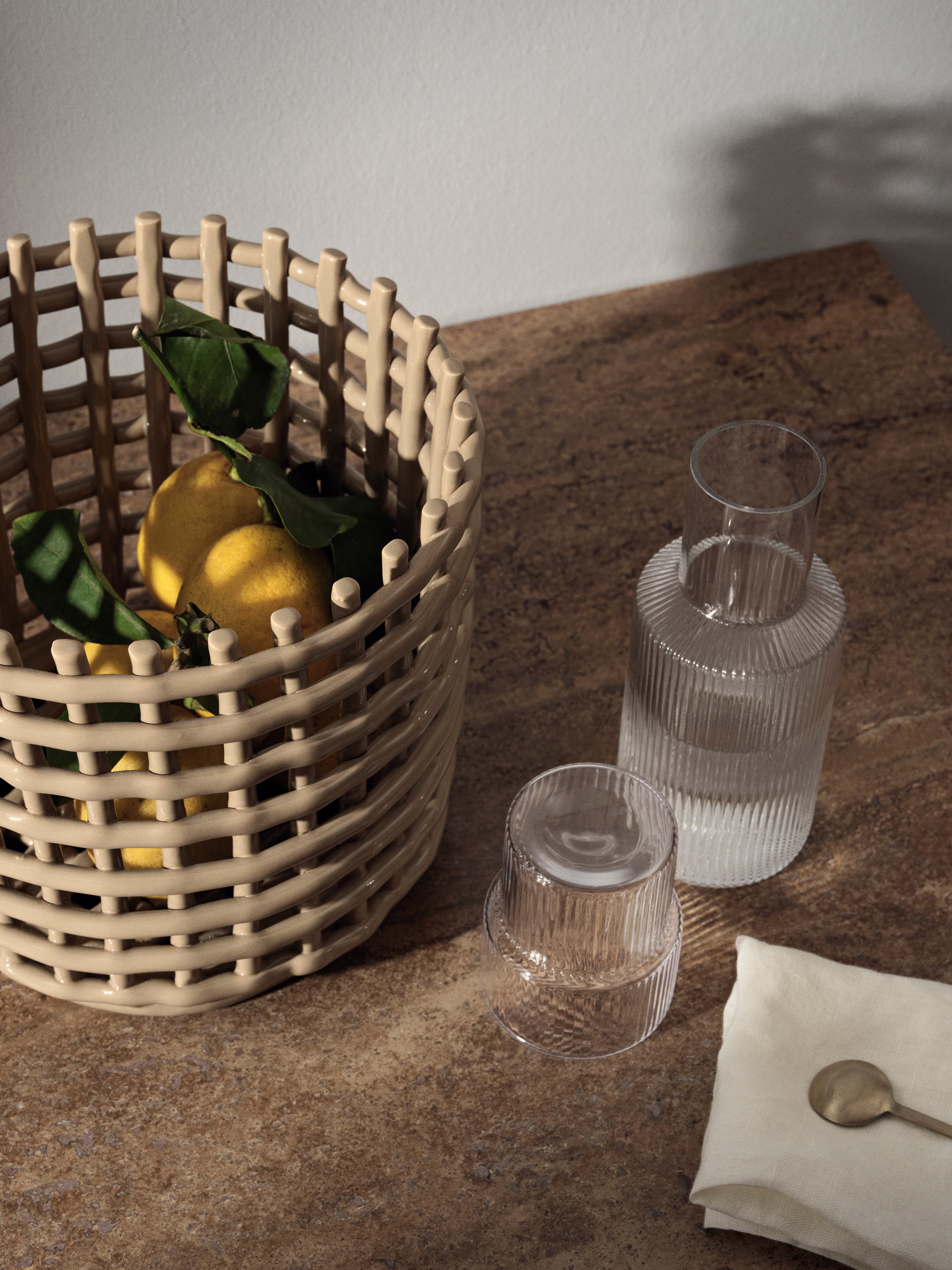 Koszyk CERAMIC BASKET beżowy