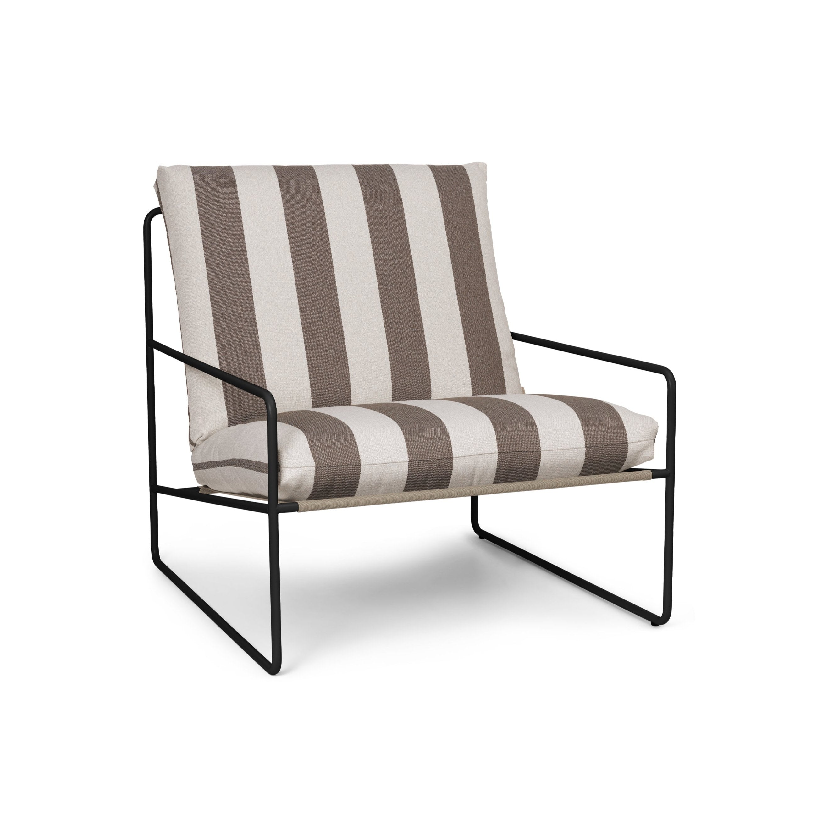 DESERT Cream-brown desert armchair with a black base