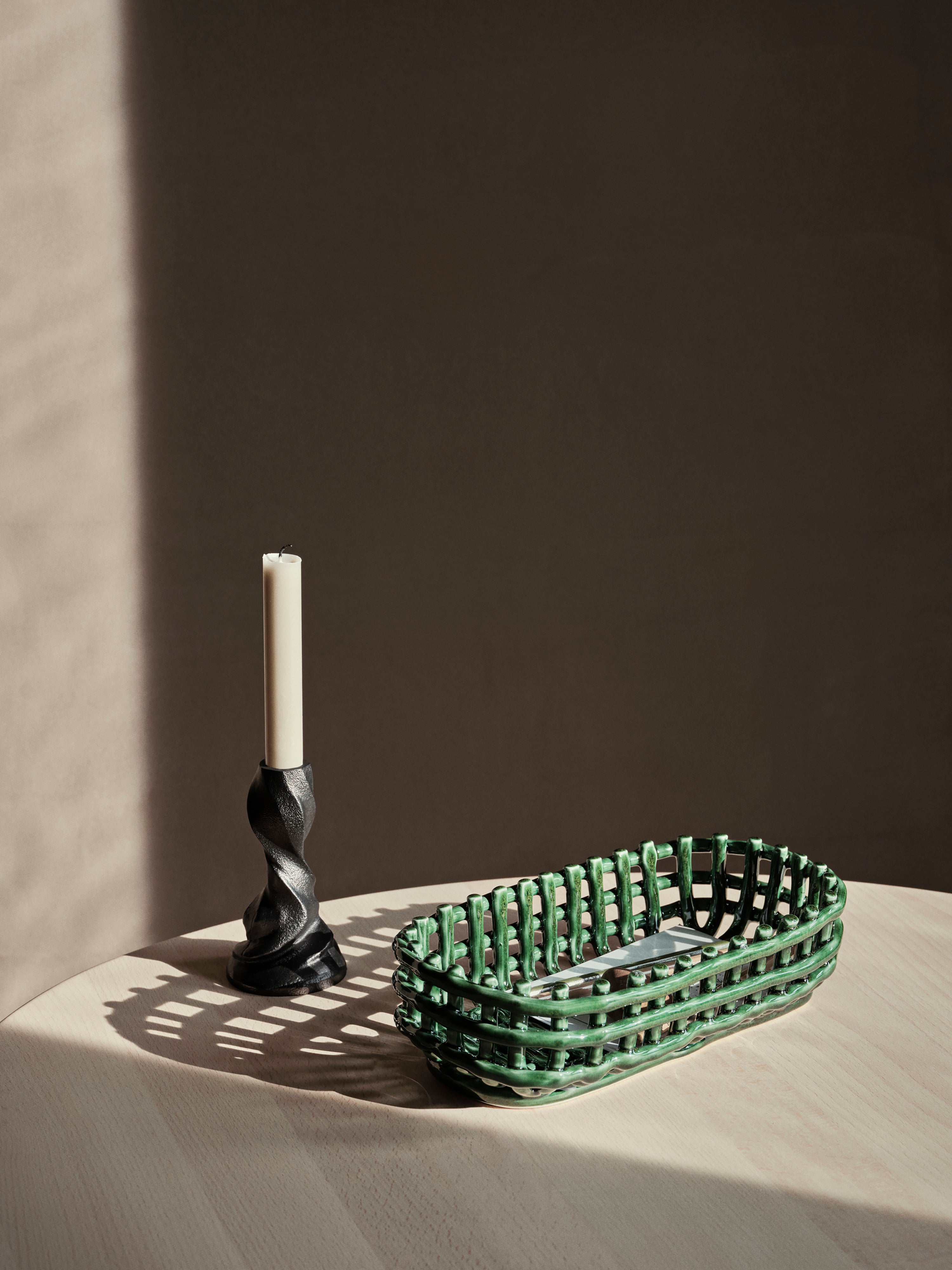 Koszyk CERAMIC BASKET OVAL zielony