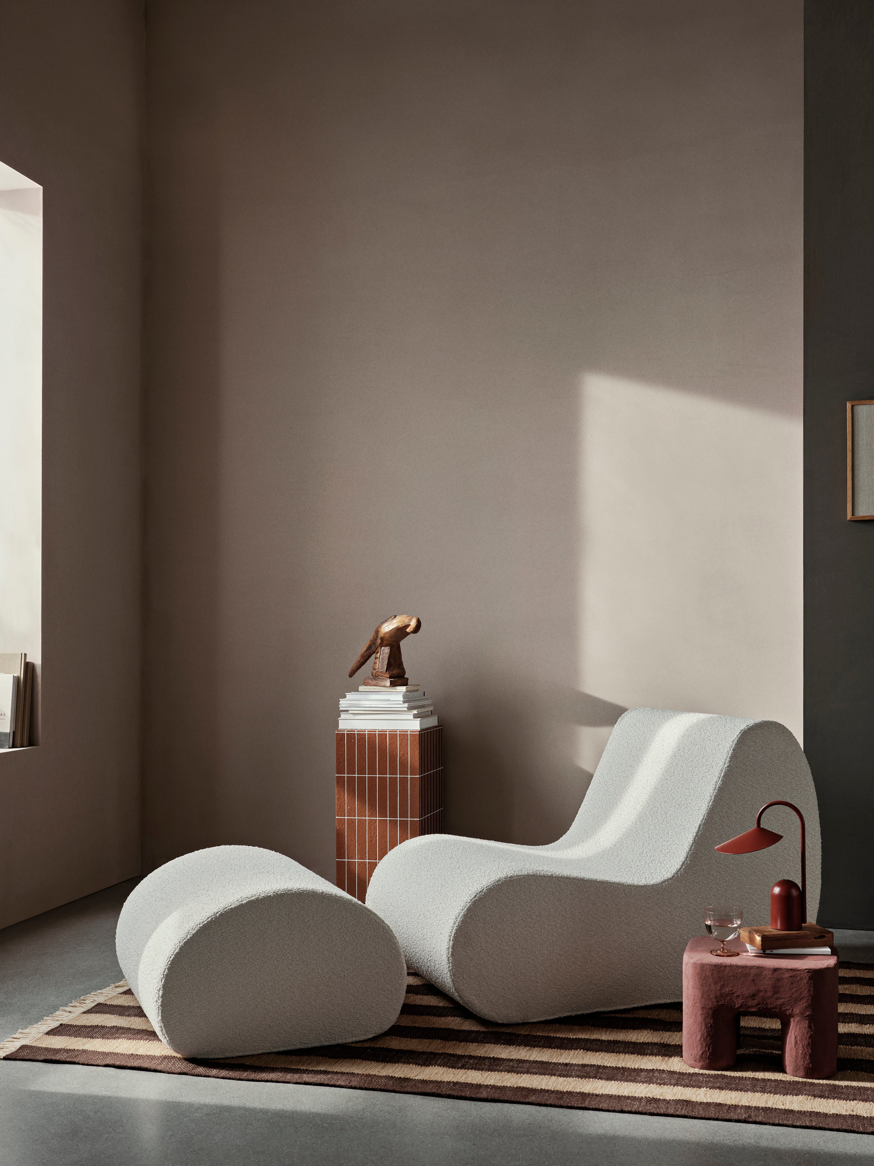 Outdoor pouf Roula broken white