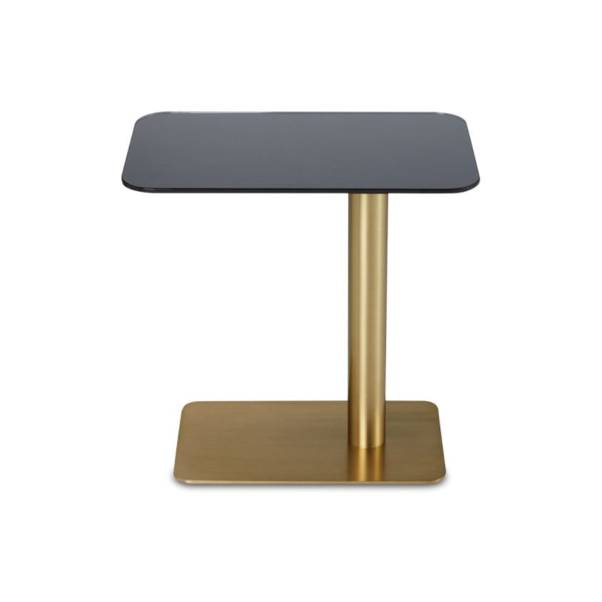 Flash square side table brass base