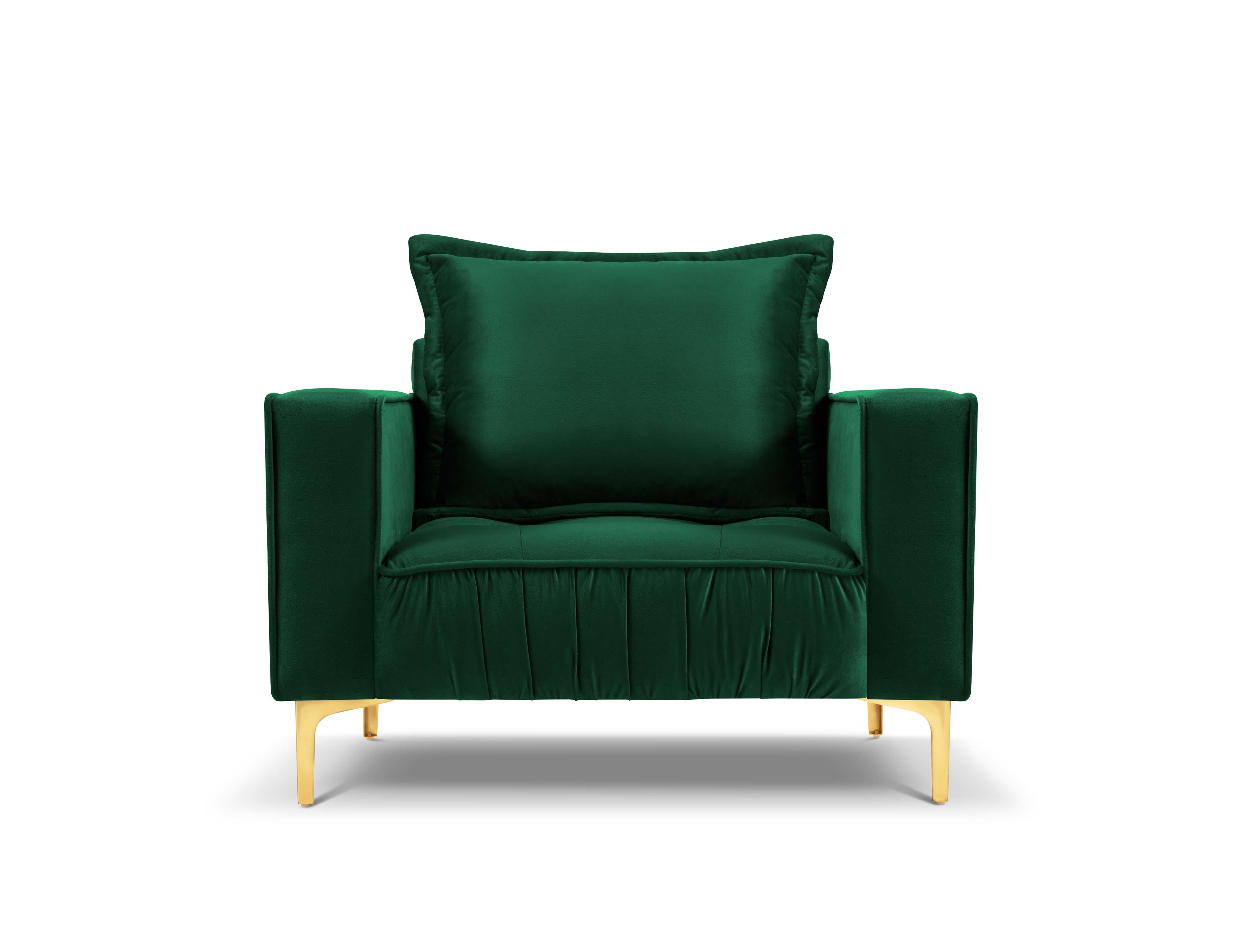 Fotel aksamitny TRIOMPHE butelkowa zieleń ze złotą podstawą Interieurs 86    Eye on Design