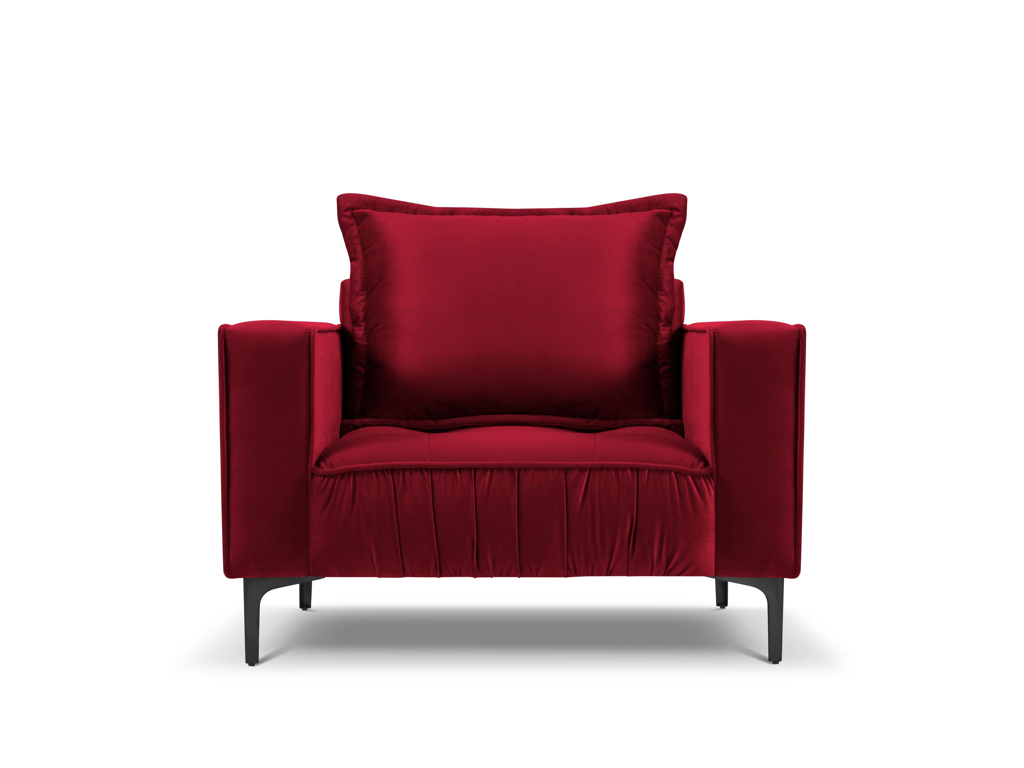 Fotel aksamitny TRIOMPHE czerwony z czarną podstawą Interieurs 86    Eye on Design