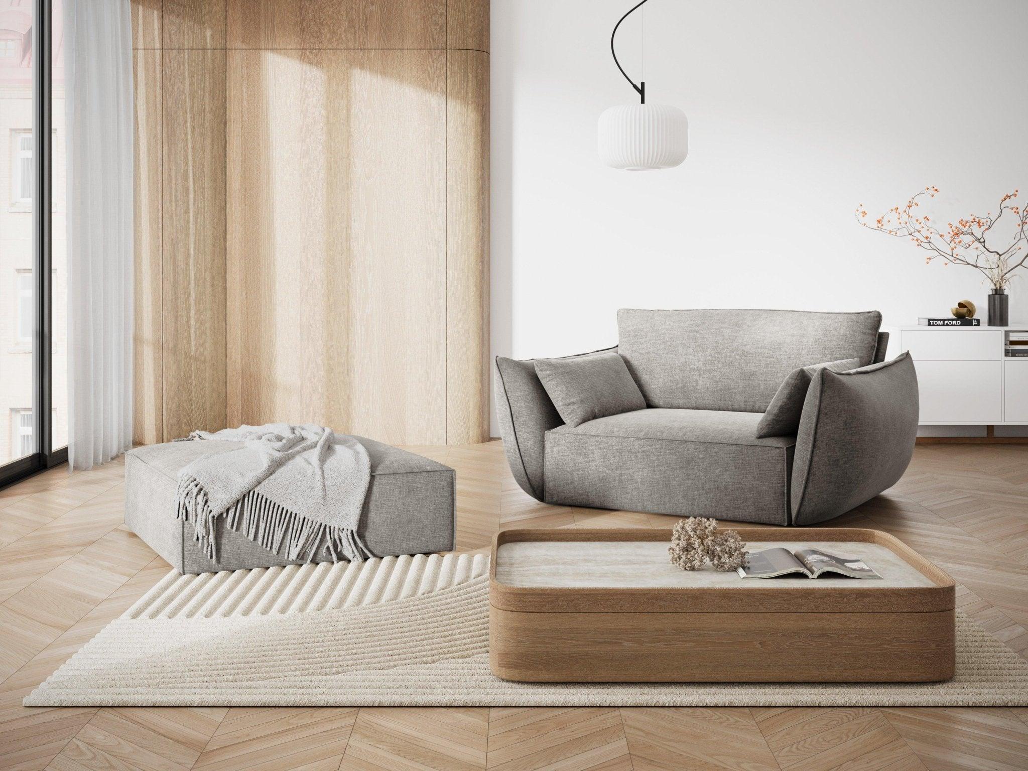 Fotel w tkaninie szenilowej VANDA jasnoszary Mazzini Sofas    Eye on Design