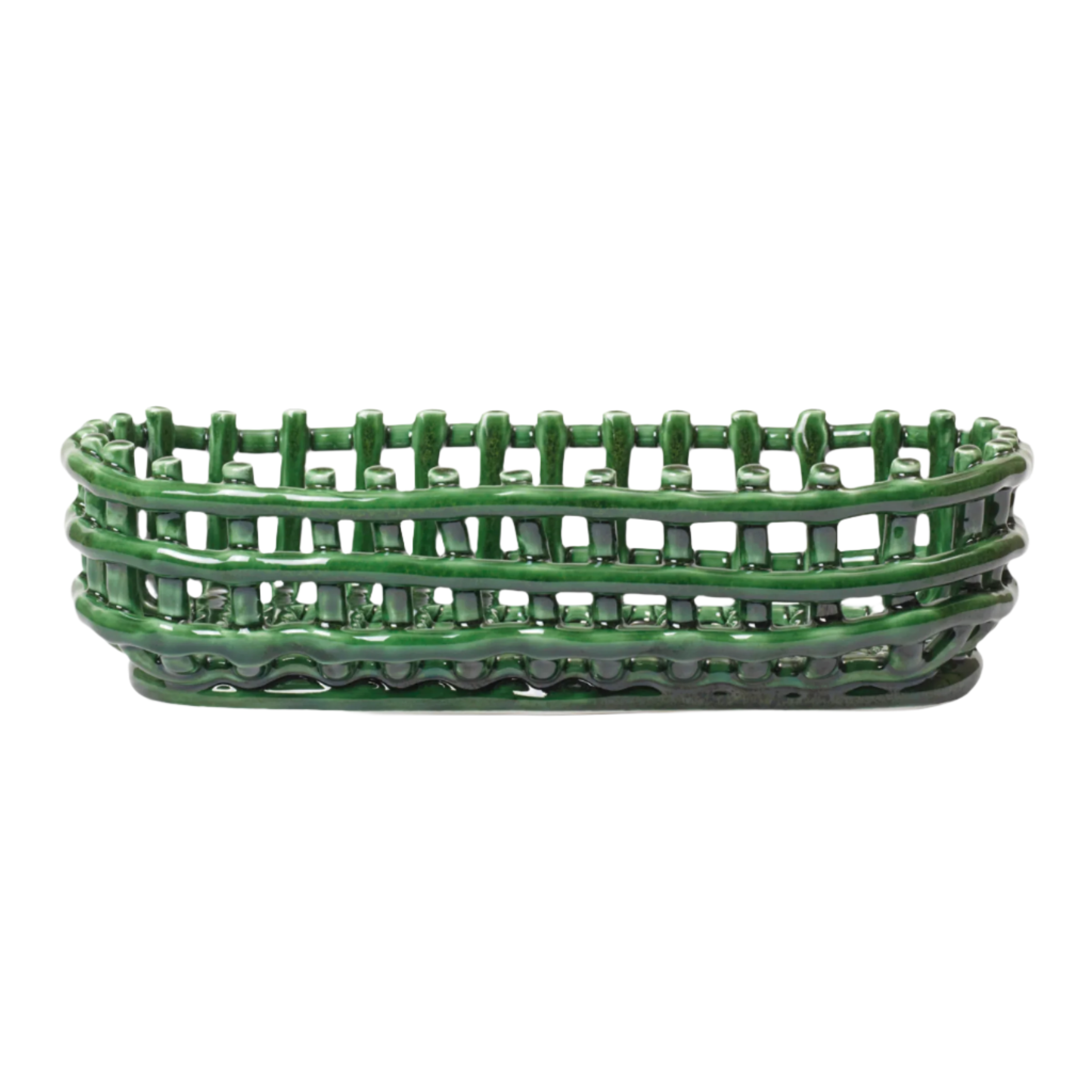 Koszyk CERAMIC BASKET OVAL zielony