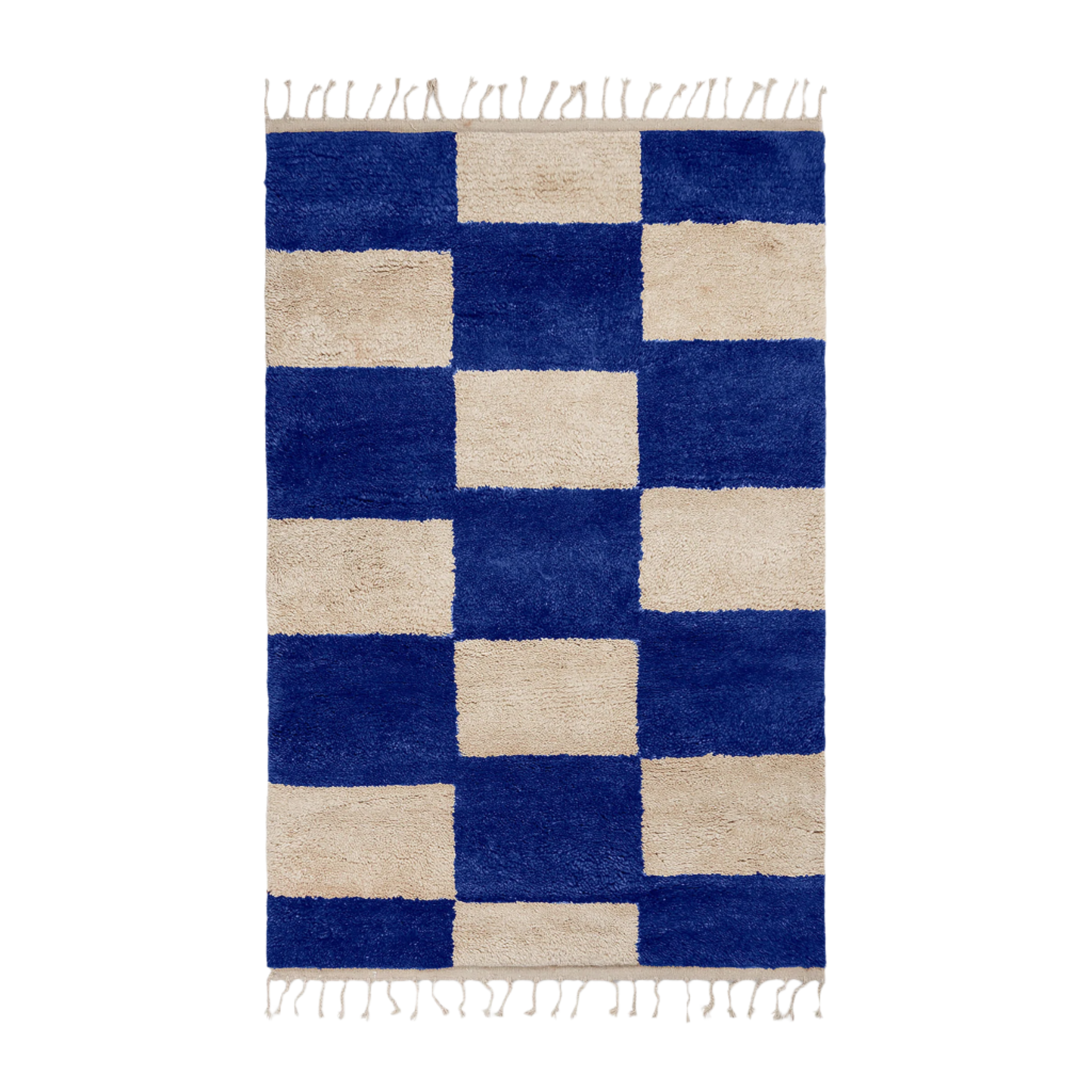 MARA KNOTTED Teppich cremeweiß mit dunkelblau 