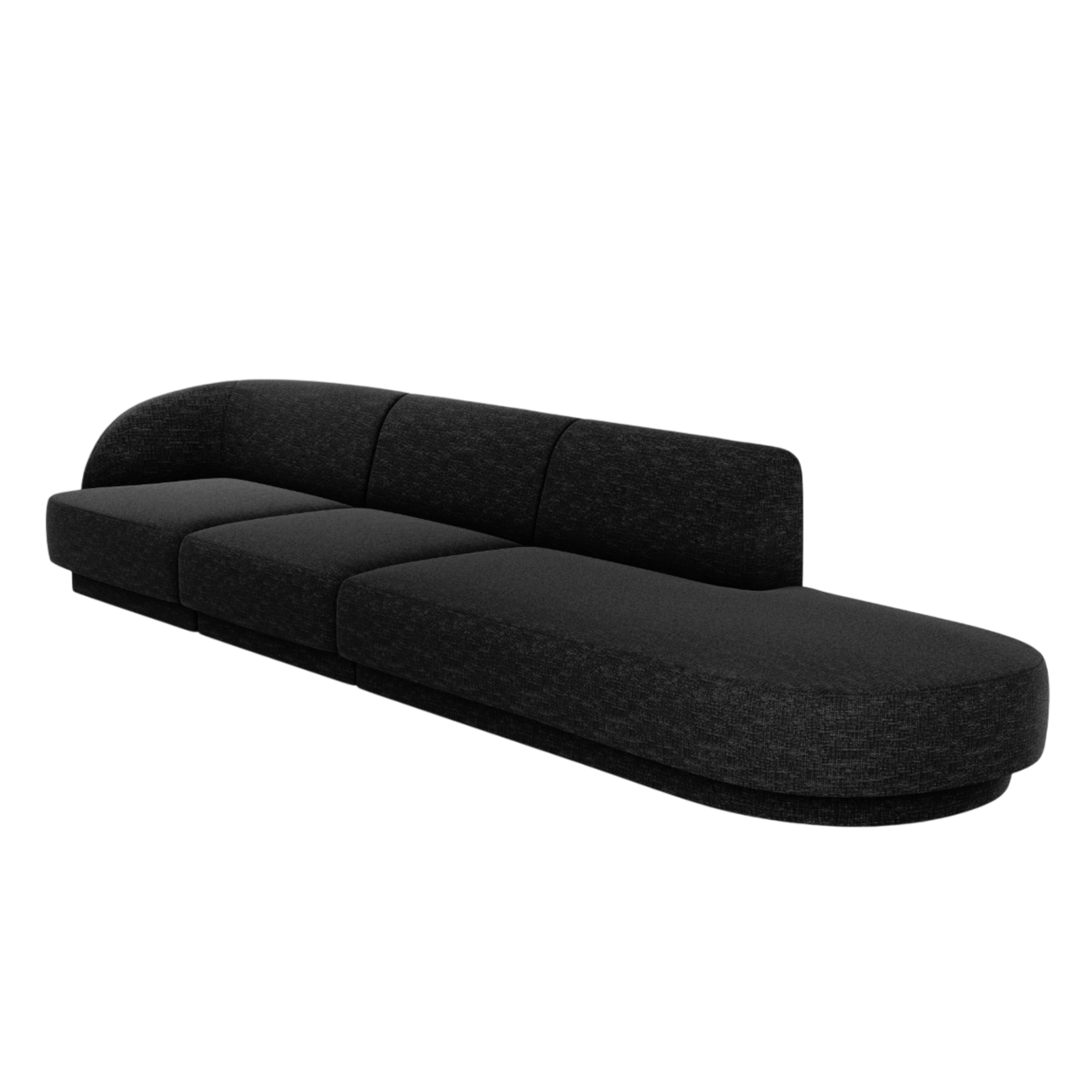 Sofa otwarta prawostronna 4-osobowa otwarta MILEY czarny szenil