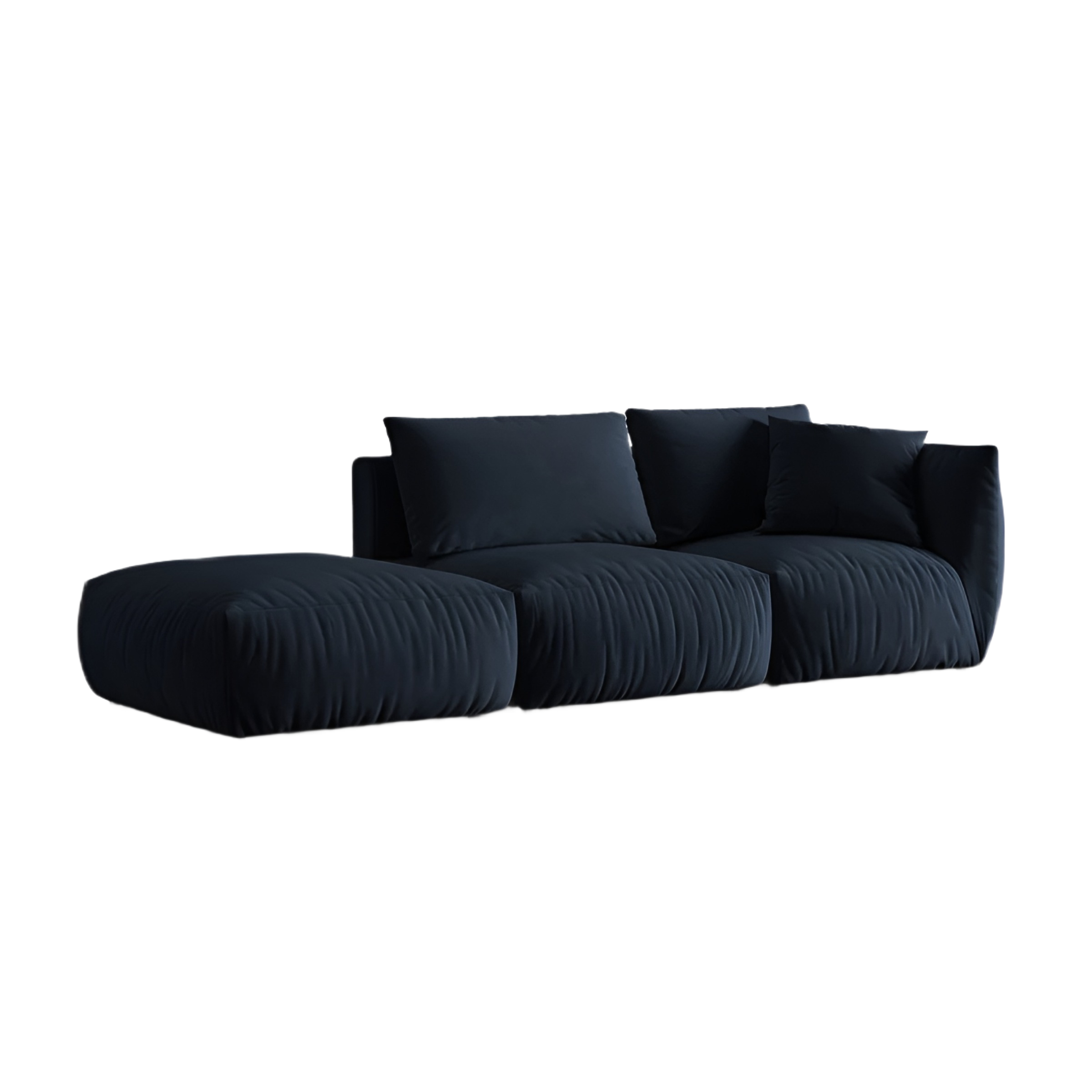 Sofa modułowa aksamitna 3-osobowa lewostronna CHRIS granat królewski