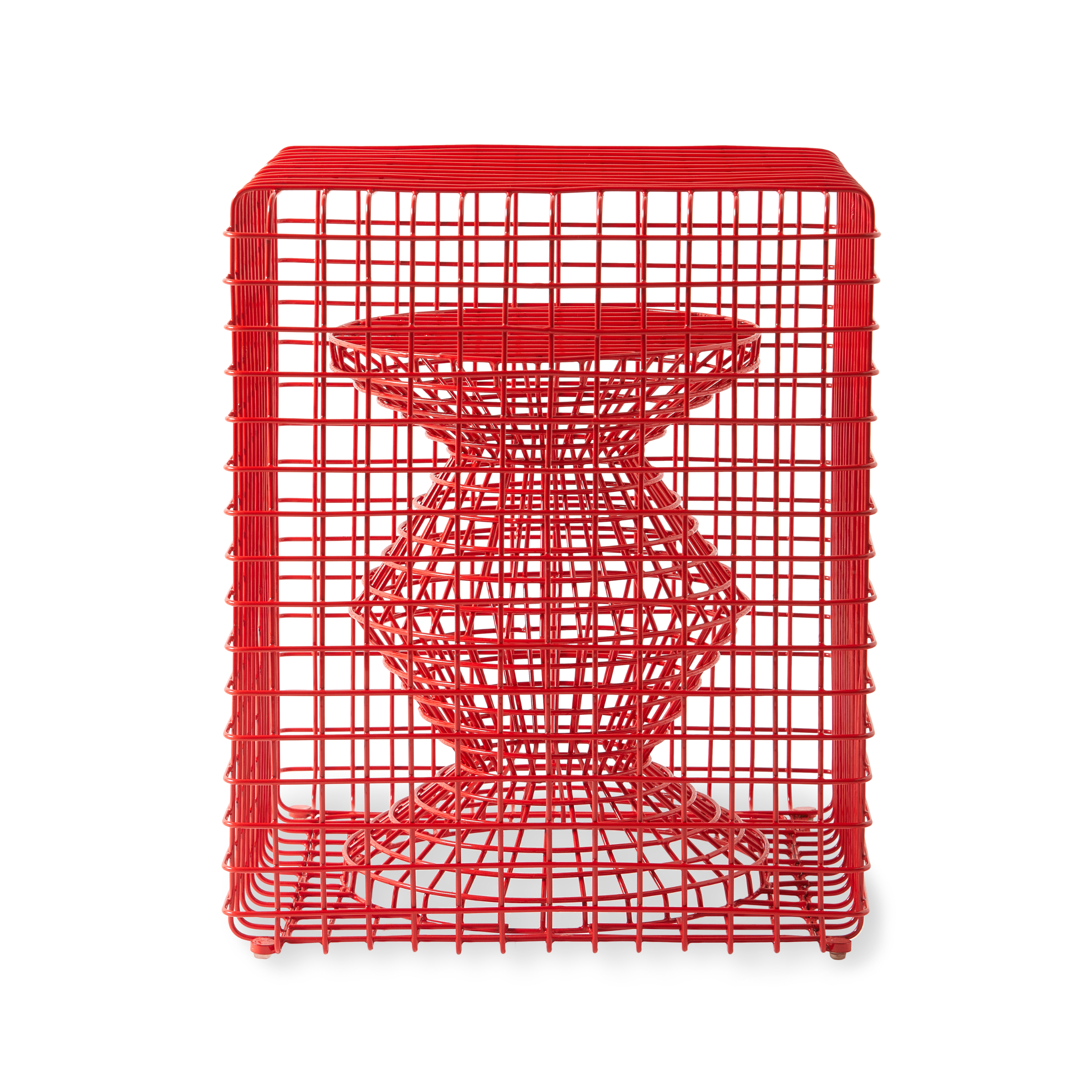 Stołek dekoracyjny ZIG ZAG WIRE czerwony
