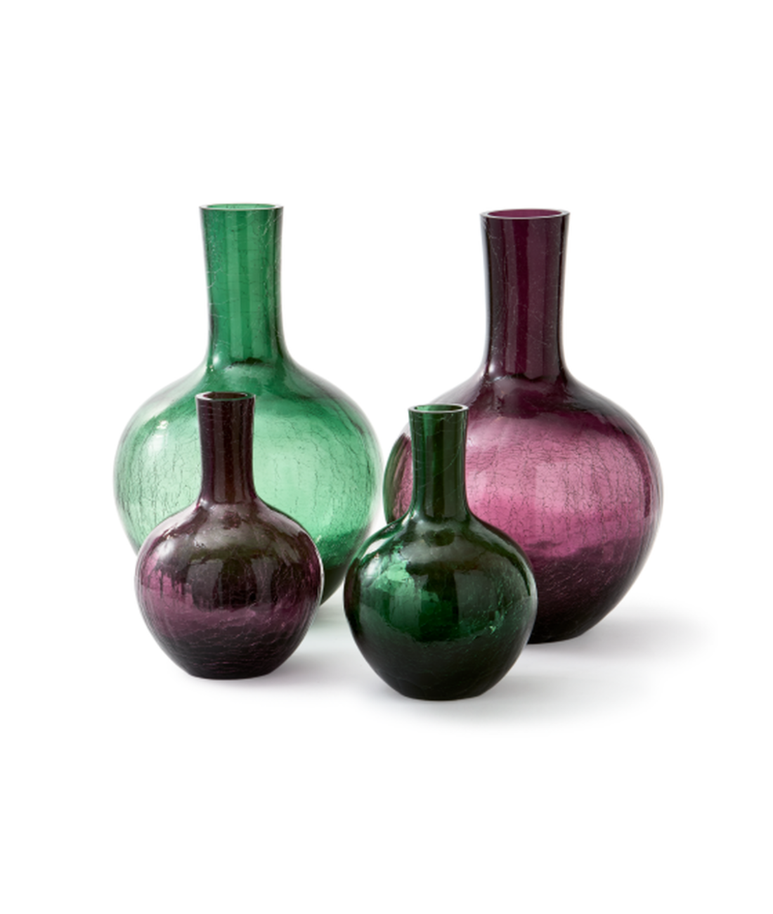Vase aus Crackle-Glas, dunkelgrün