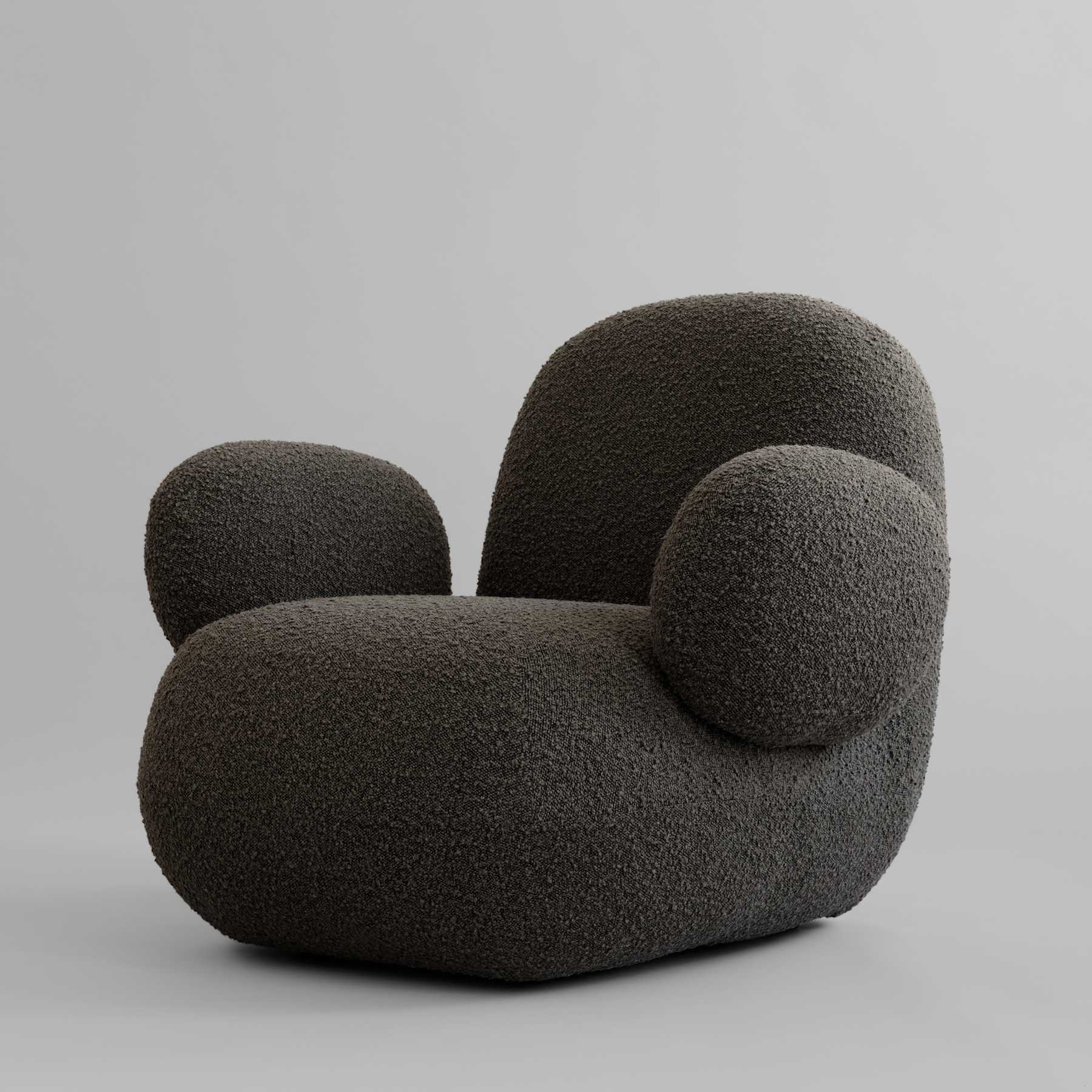 TOE FLAT Bouclé-Sessel graubraun [Klaudia]