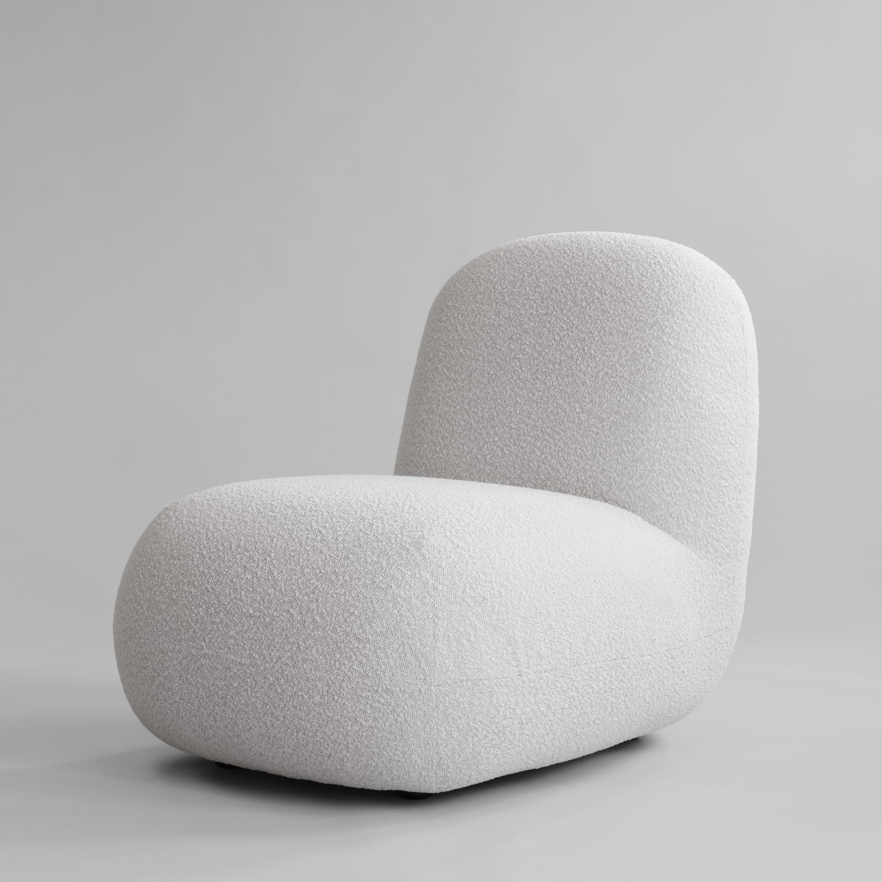 TOE FLAT armchair without armrests in white bouclé
