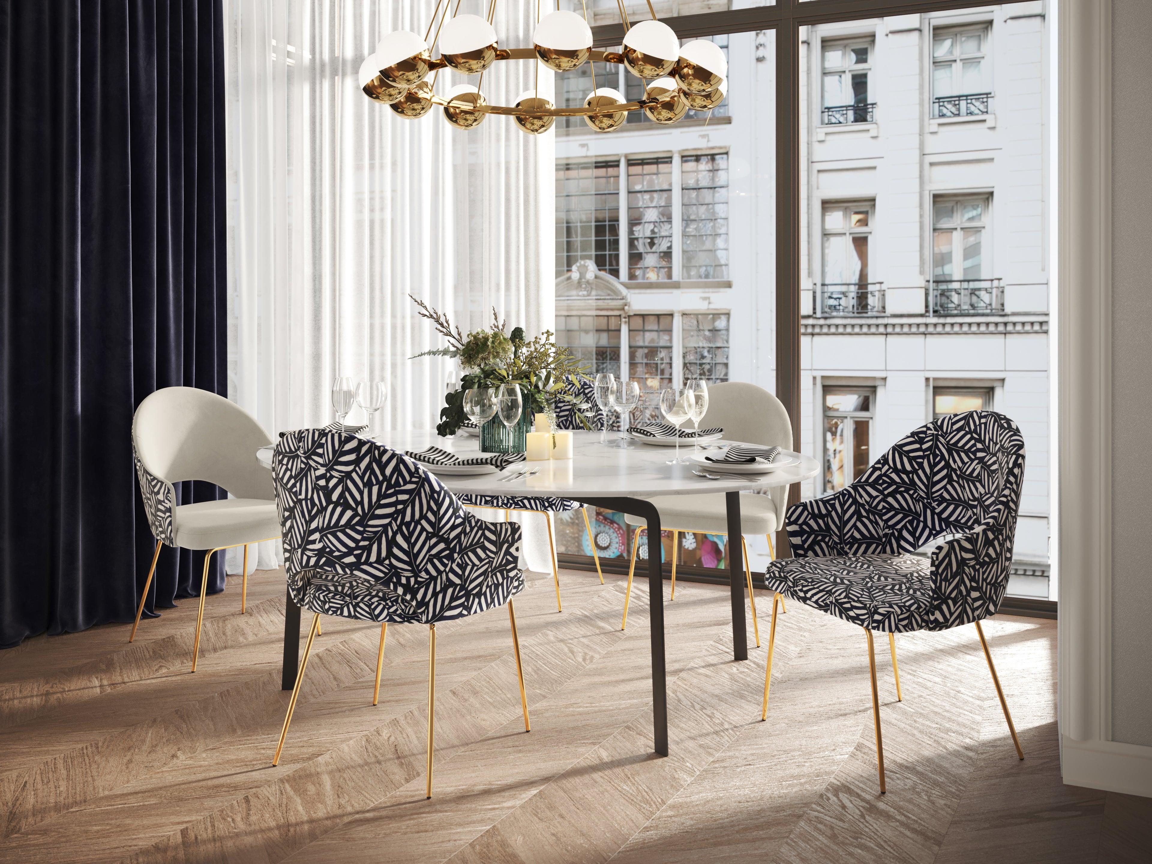 Krzesło aksamitne LYS beżowy z botanicznym wzorem CXL by Christian Lacroix    Eye on Design