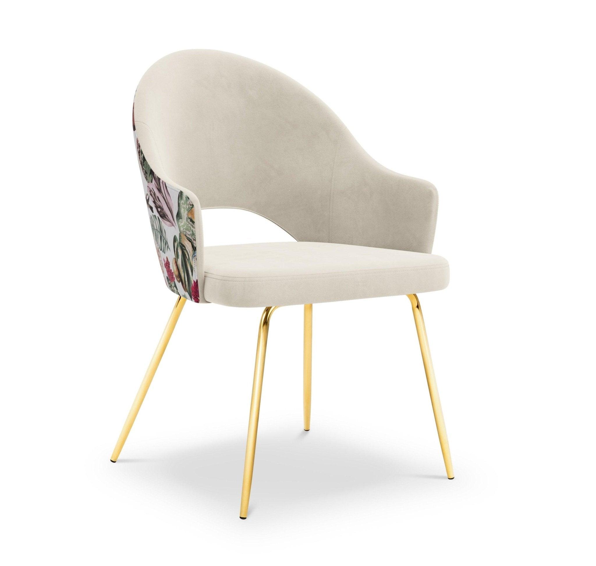 Krzesło aksamitne LYS beżowy z roślinnym wzorem CXL by Christian Lacroix    Eye on Design