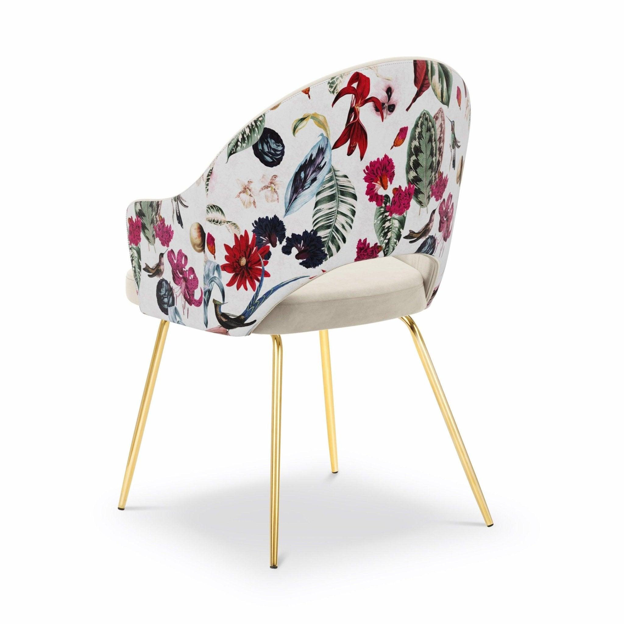 Krzesło aksamitne LYS beżowy z roślinnym wzorem CXL by Christian Lacroix    Eye on Design