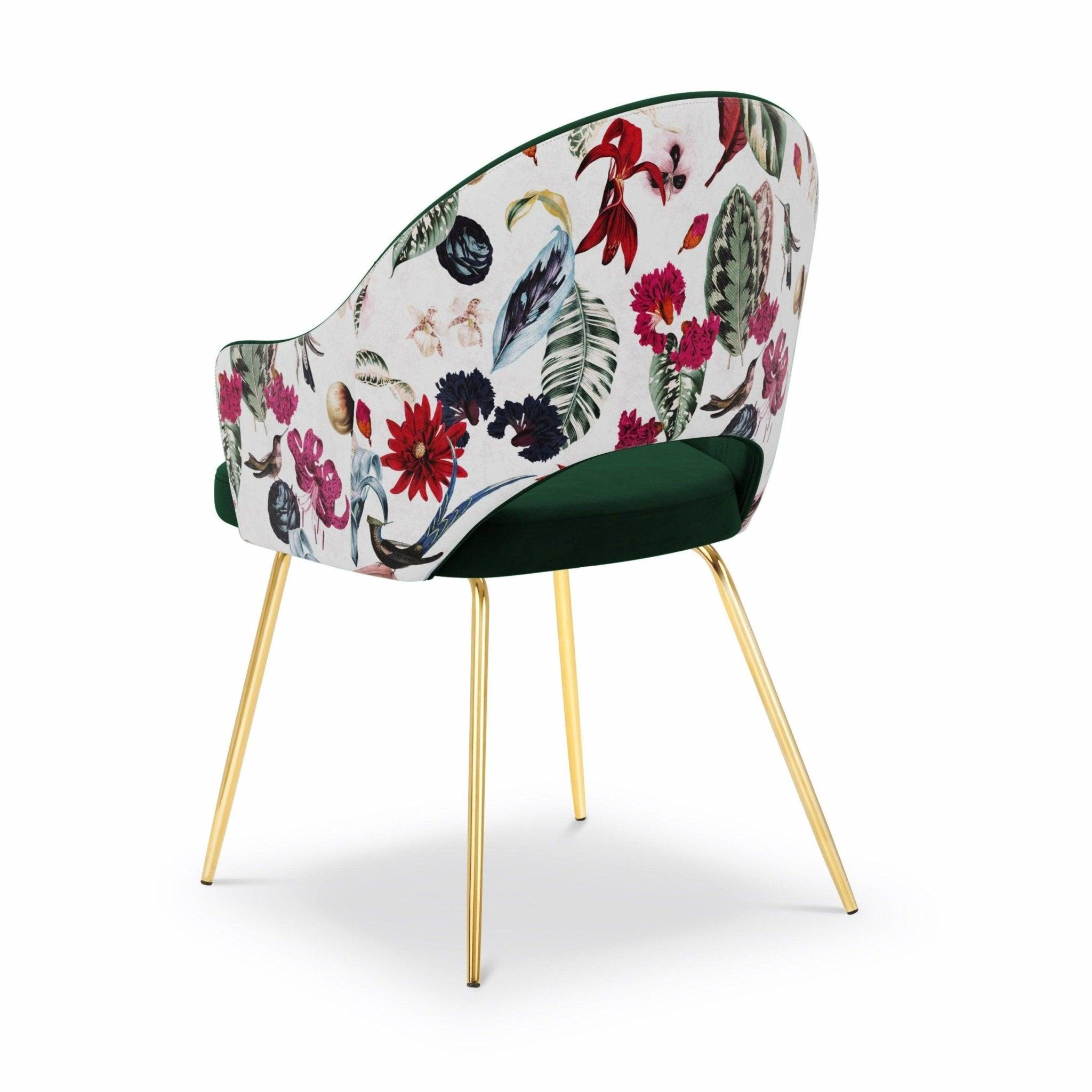 Krzesło aksamitne LYS butelkowa zieleń z roślinnym wzorem CXL by Christian Lacroix    Eye on Design