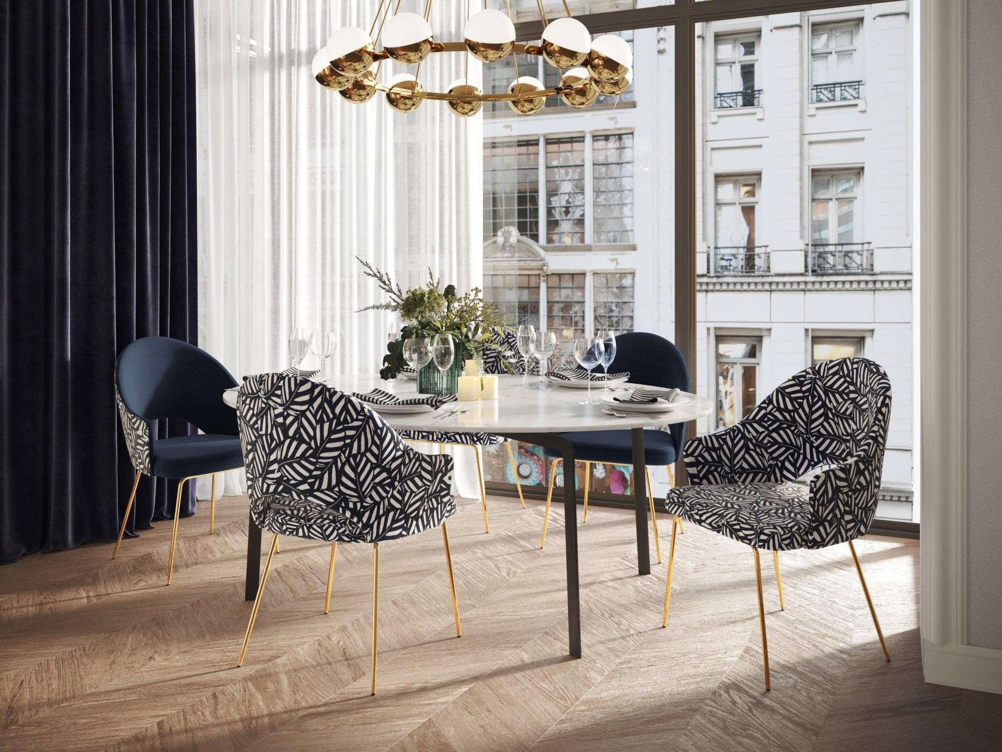 Krzesło aksamitne LYS ciemnoniebieski z botanicznym wzorem CXL by Christian Lacroix    Eye on Design