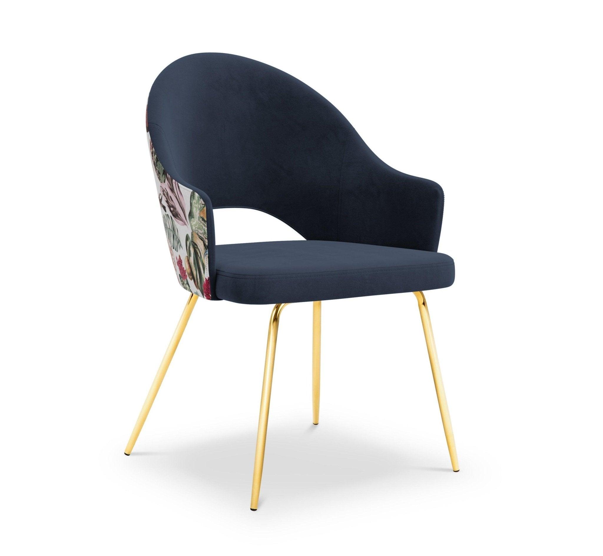 Krzesło aksamitne LYS ciemnoniebieski z roślinnym wzorem CXL by Christian Lacroix    Eye on Design