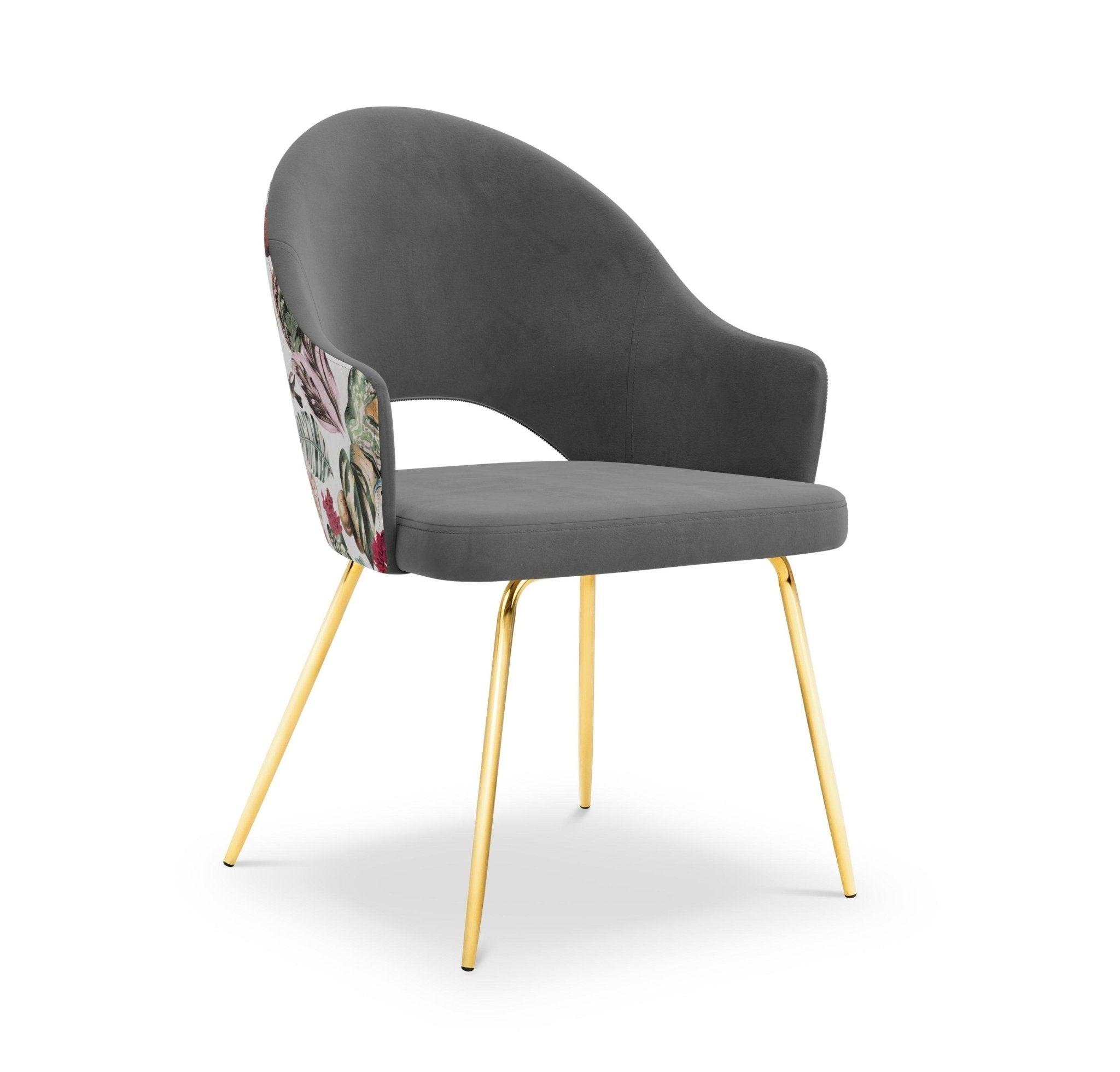 Krzesło aksamitne LYS ciemnoszary z roślinnym wzorem CXL by Christian Lacroix    Eye on Design