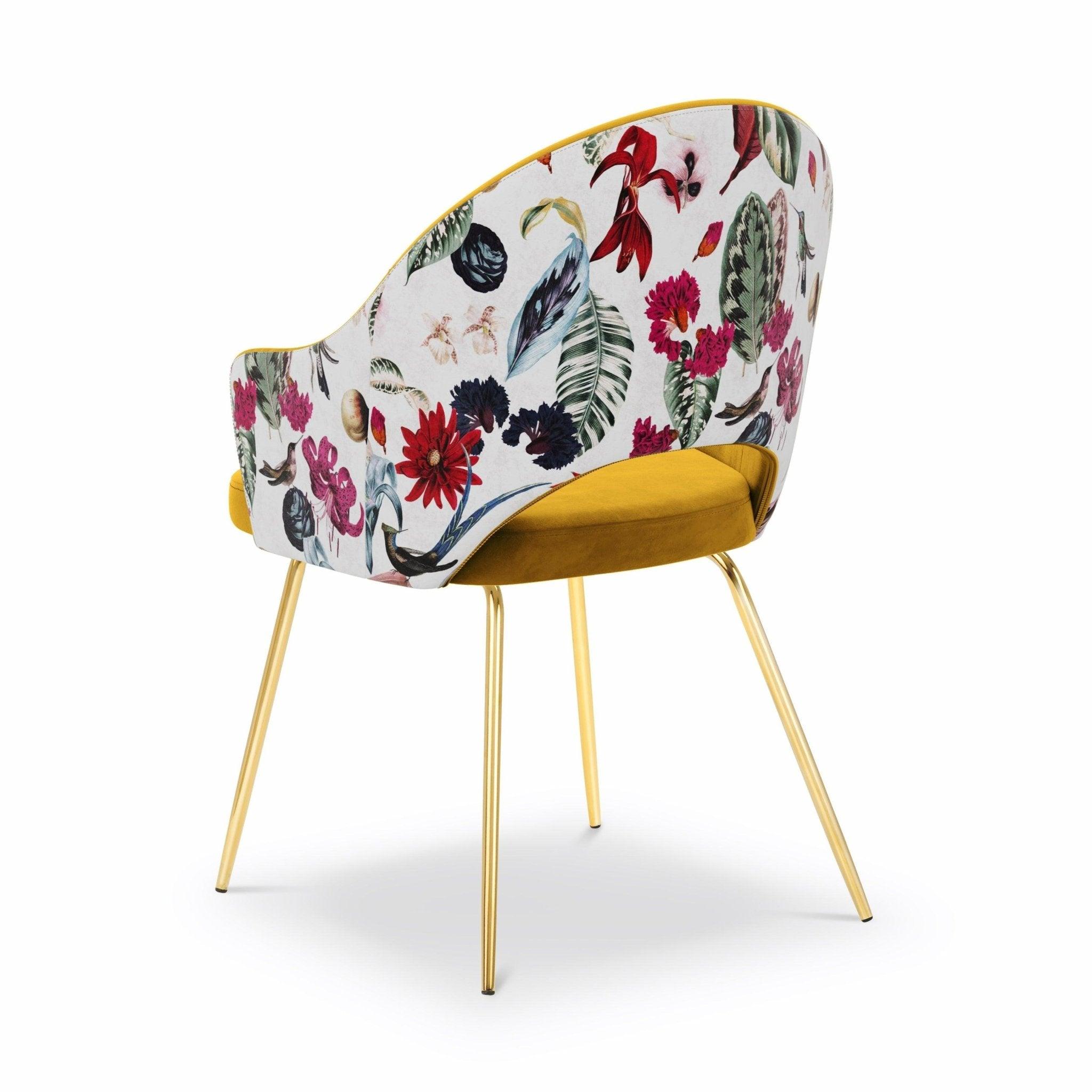 Krzesło aksamitne LYS musztardowy z roślinnym wzorem CXL by Christian Lacroix    Eye on Design