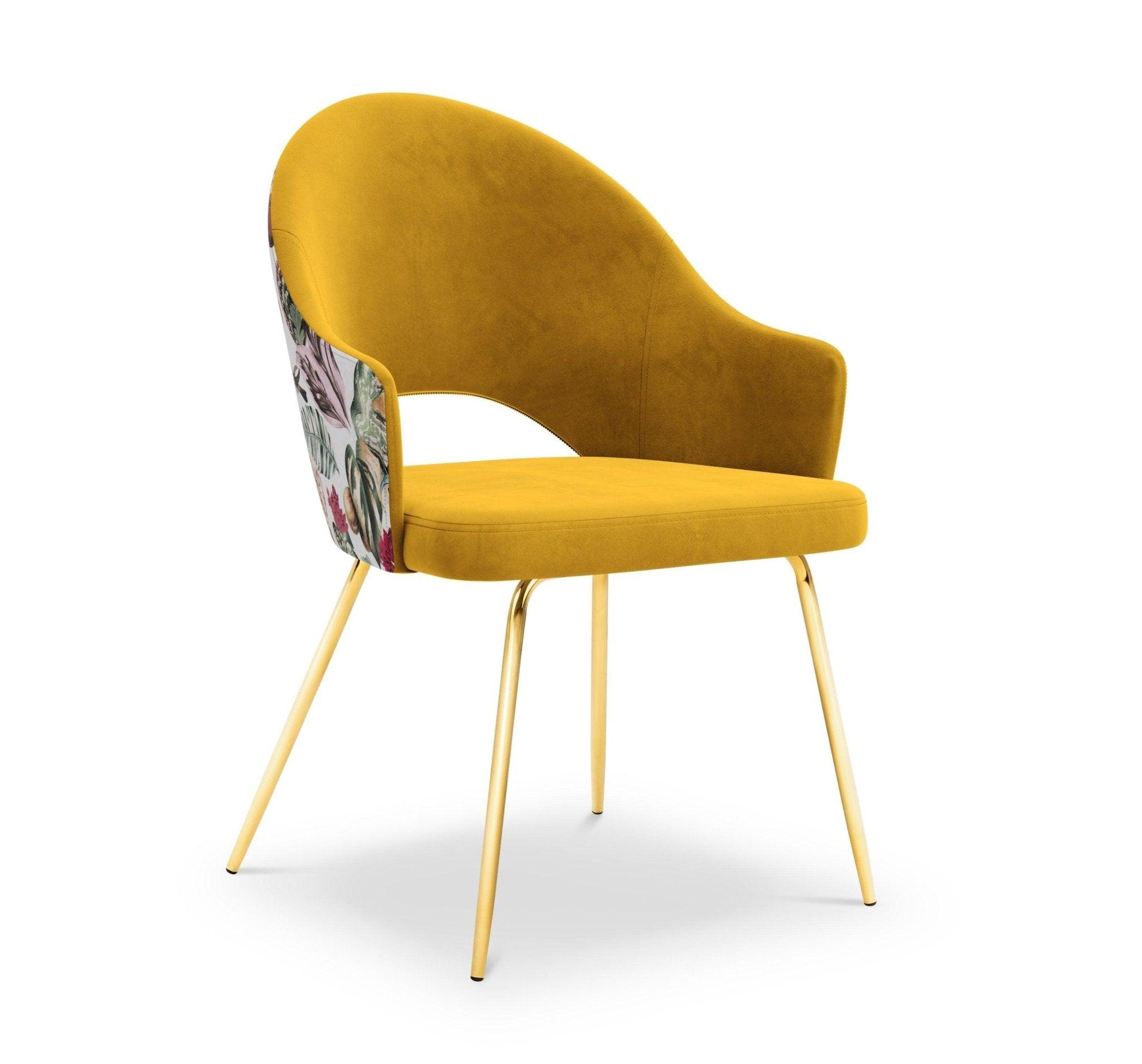 Krzesło aksamitne LYS musztardowy z roślinnym wzorem CXL by Christian Lacroix    Eye on Design