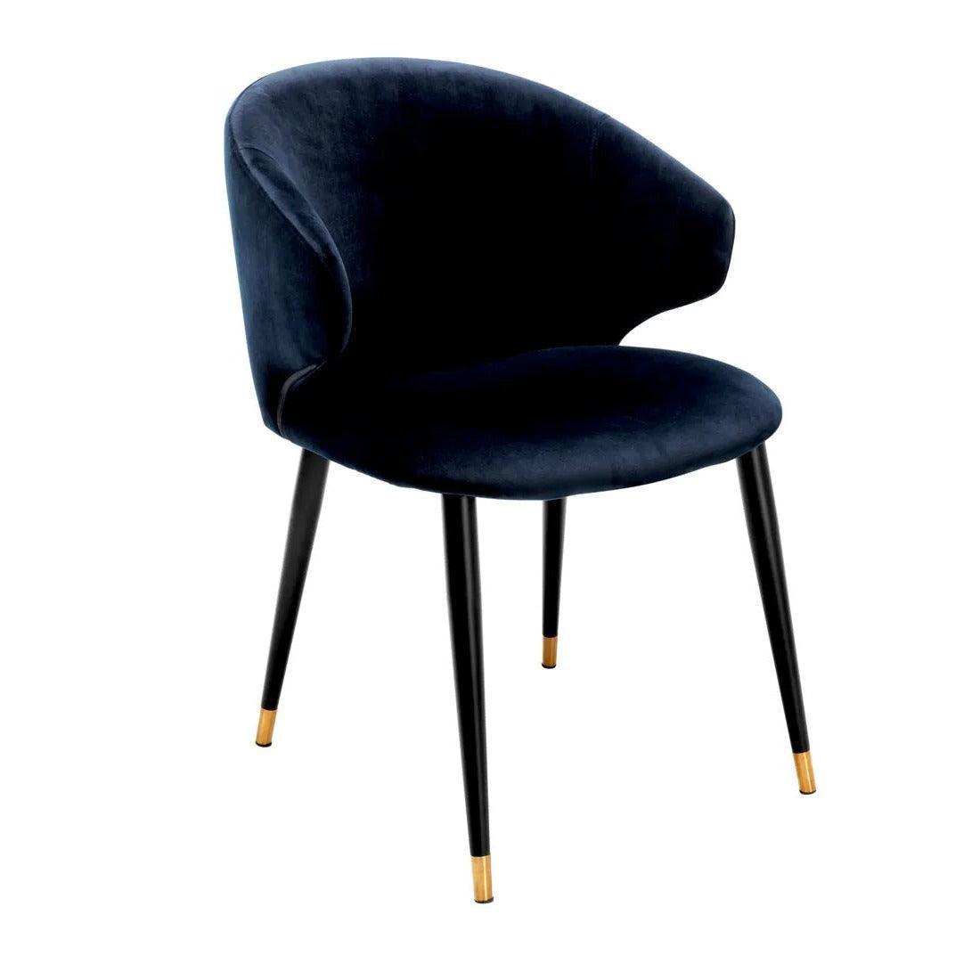 Krzesło aksamitne z podłokietnikami VOLANTE granatowy Eichholtz    Eye on Design