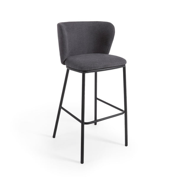 Krzesło barowe CISELIA ciemnoszary szenil La Forma 75 cm   Eye on Design